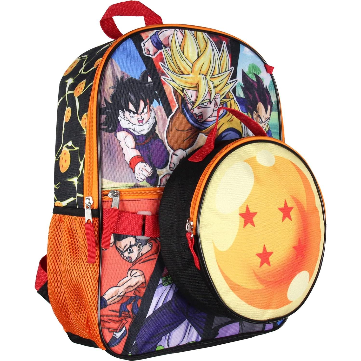 Mochila Dragon Ball Z Bioworld 5 Piezas con Caja Almuerzo
