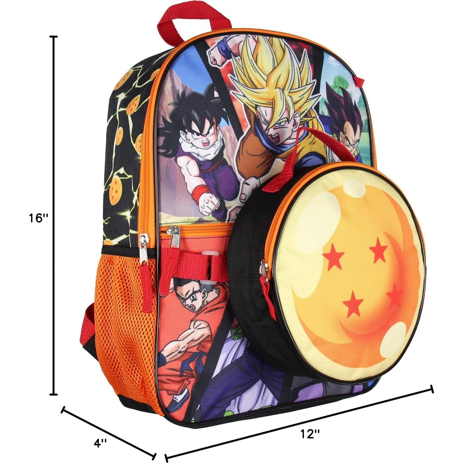 Mochila Dragon Ball Z Bioworld 5 Piezas con Caja Almuerzo