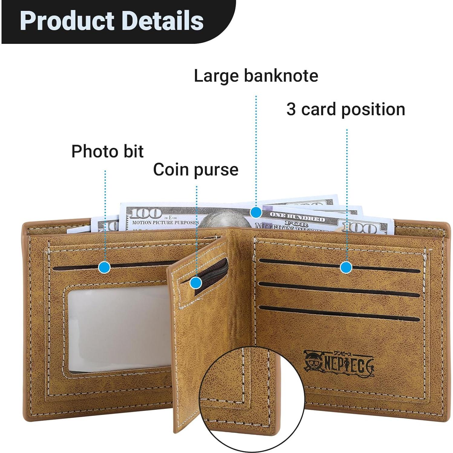 Conjunto 4 PCS Cartera Bifold FJLyoupin Anime Luffy