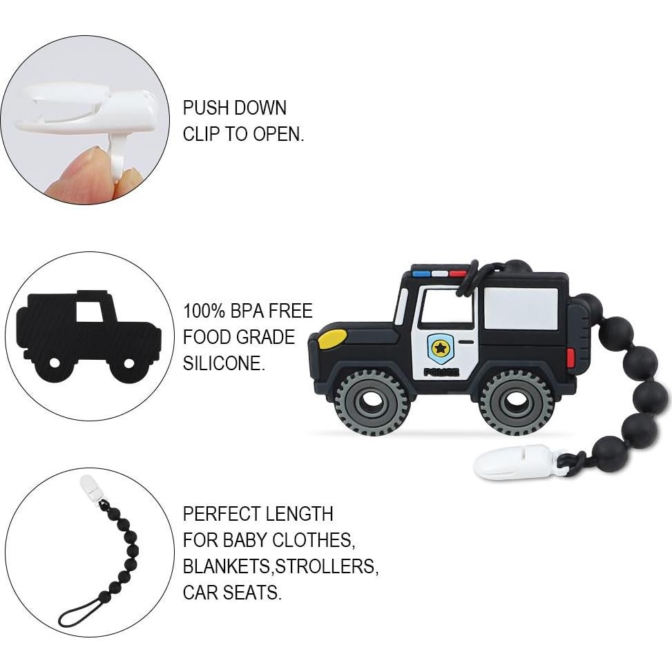 Mordedor de Silicona Cuebo Coche de Policía para Bebés 3+ Meses