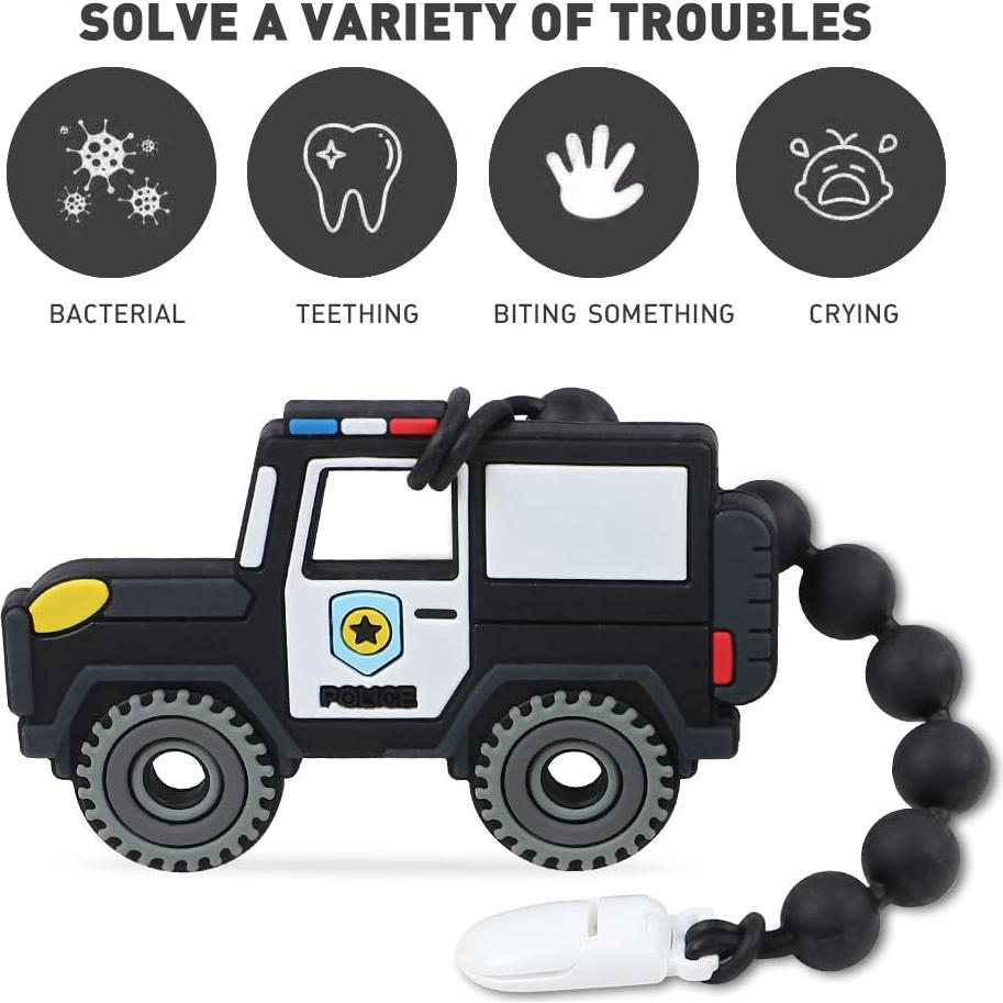 Mordedor de Silicona Cuebo Coche de Policía para Bebés 3+ Meses