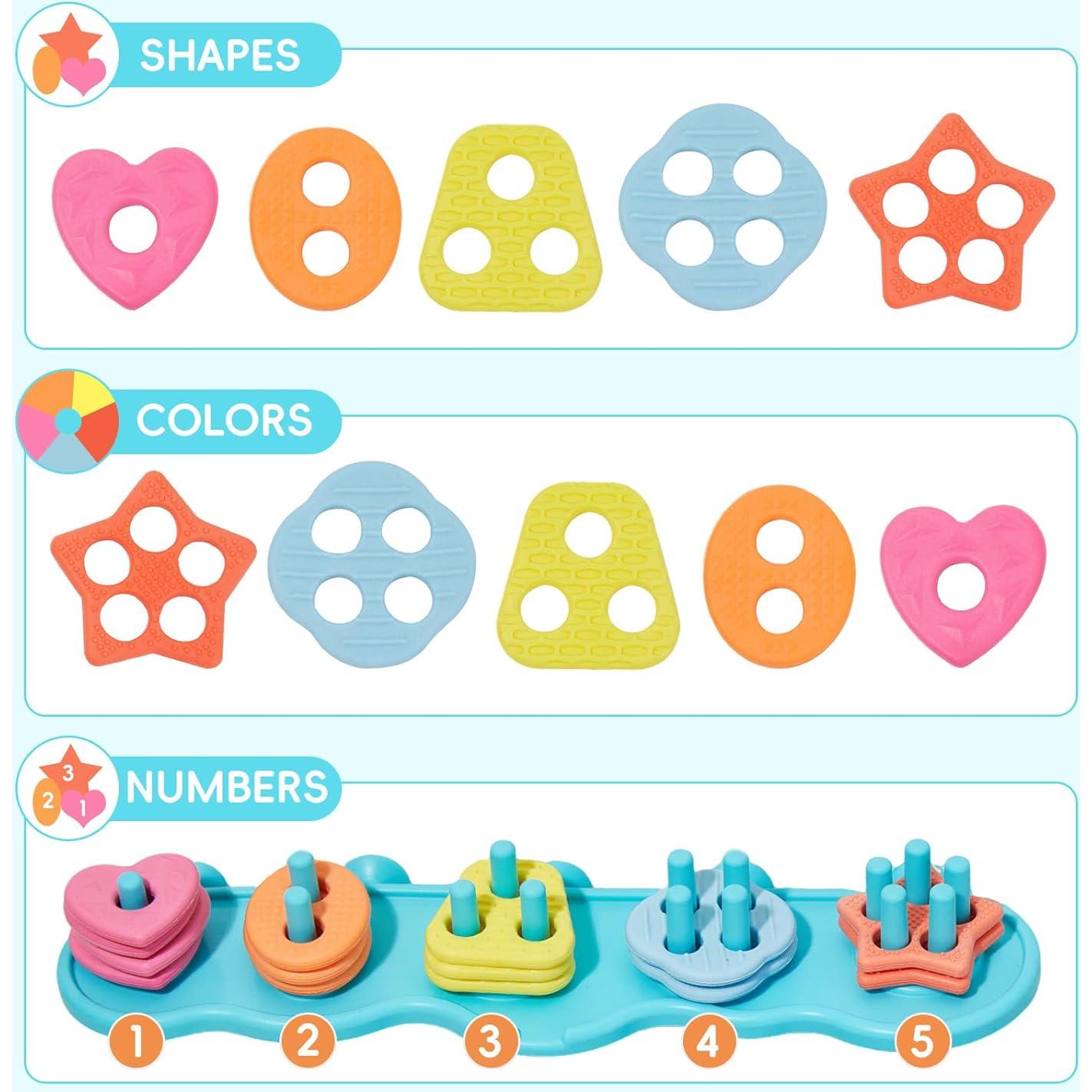 Juguetes de baño educativos AMCHSURI 20 piezas silicona