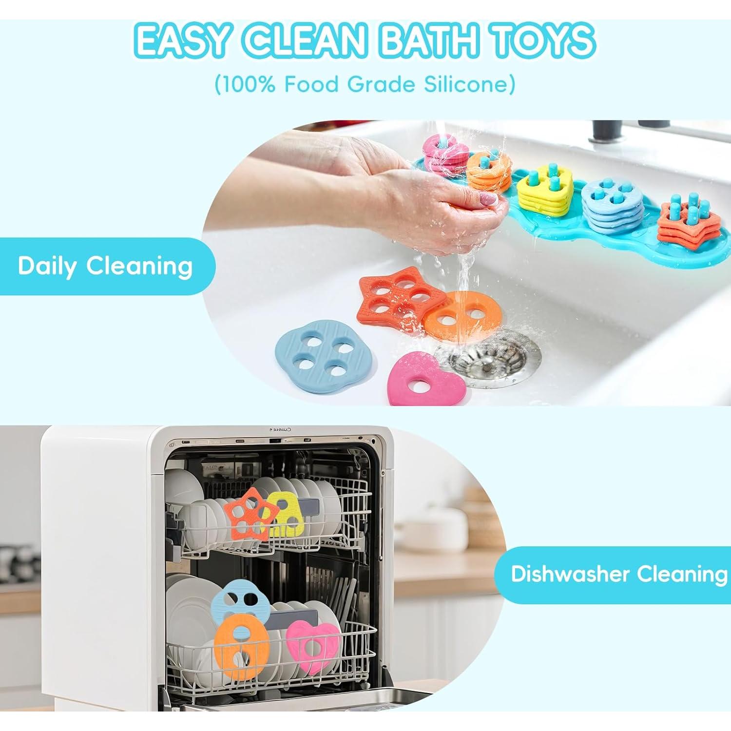 Juguetes de baño educativos AMCHSURI 20 piezas silicona