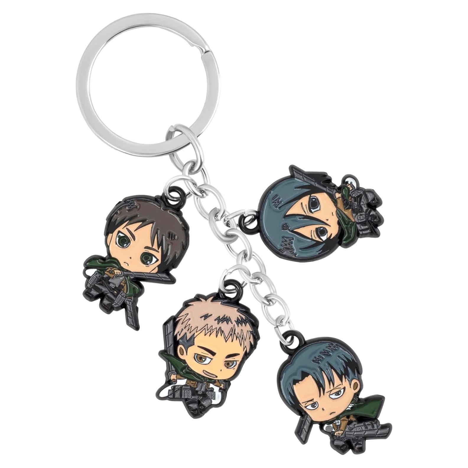 Llavero de Metal Attack on Titan Weeb Keychains - Eren, Mikasa, Levi