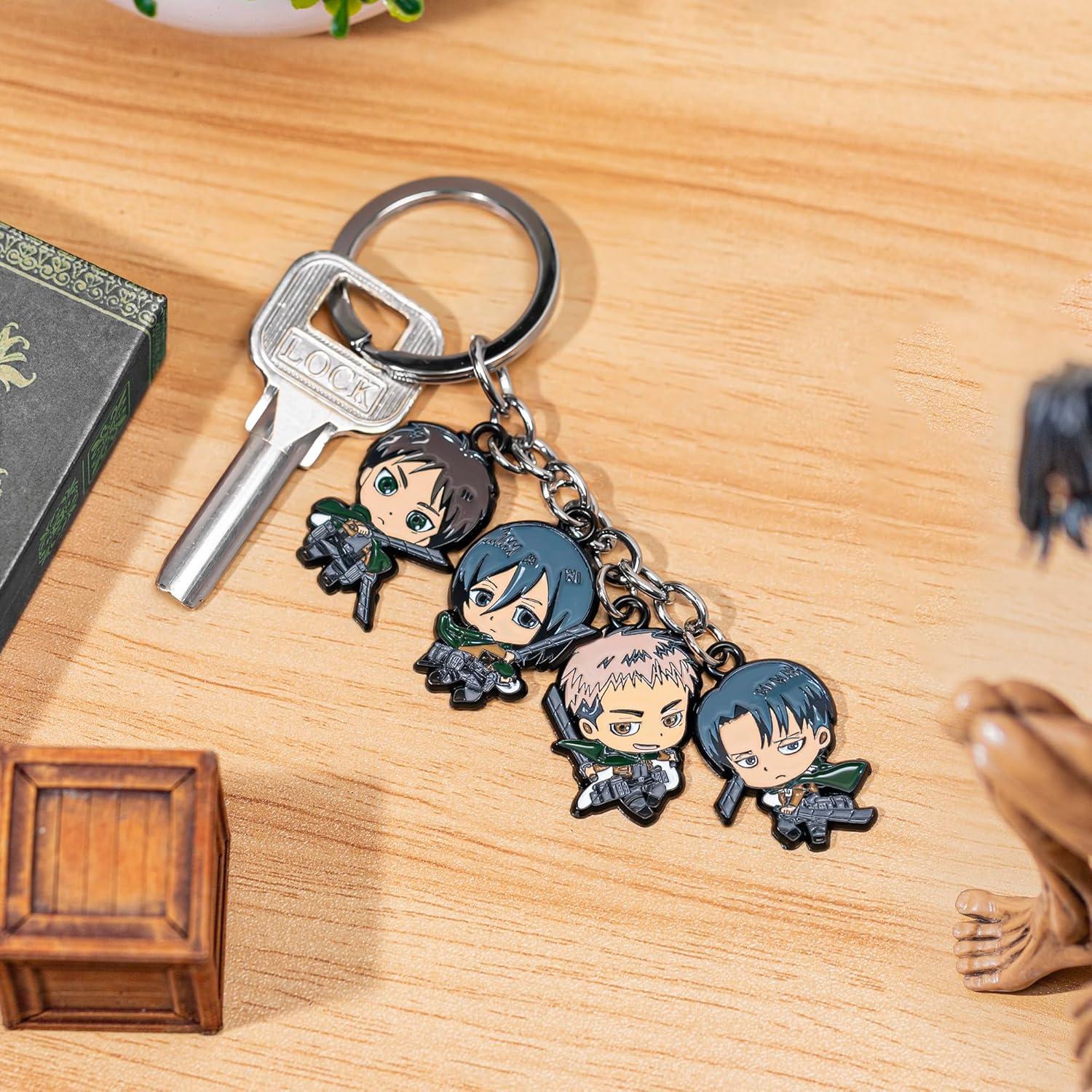 Llavero de Metal Attack on Titan Weeb Keychains - Eren, Mikasa, Levi