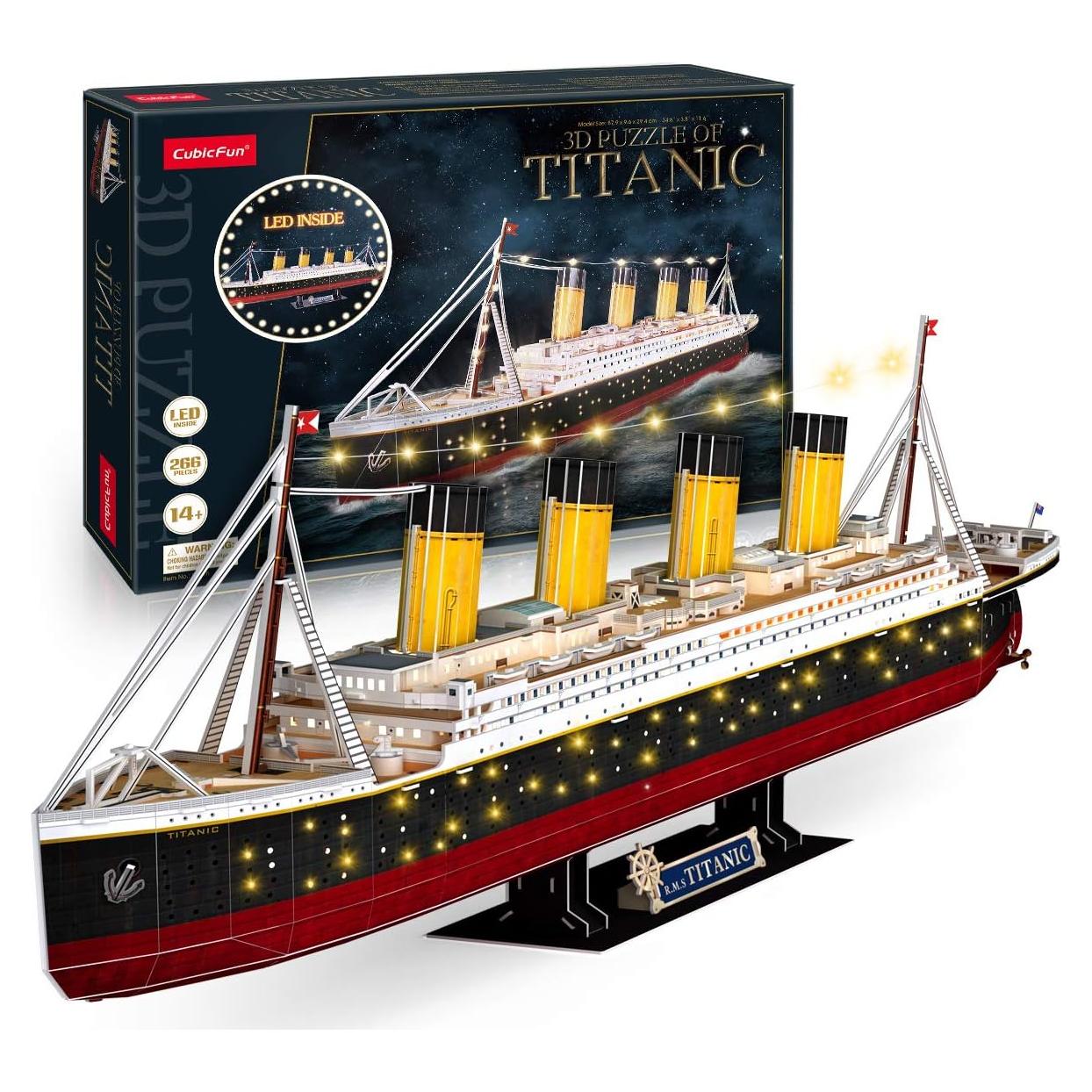 Rompecabezas 3D CubicFun Titanic LED 88.9 cm - 266 Piezas