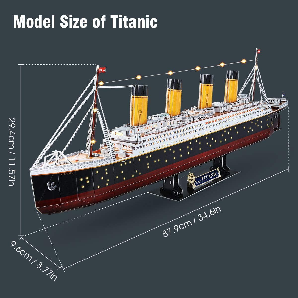 Rompecabezas 3D CubicFun Titanic LED 88.9 cm - 266 Piezas