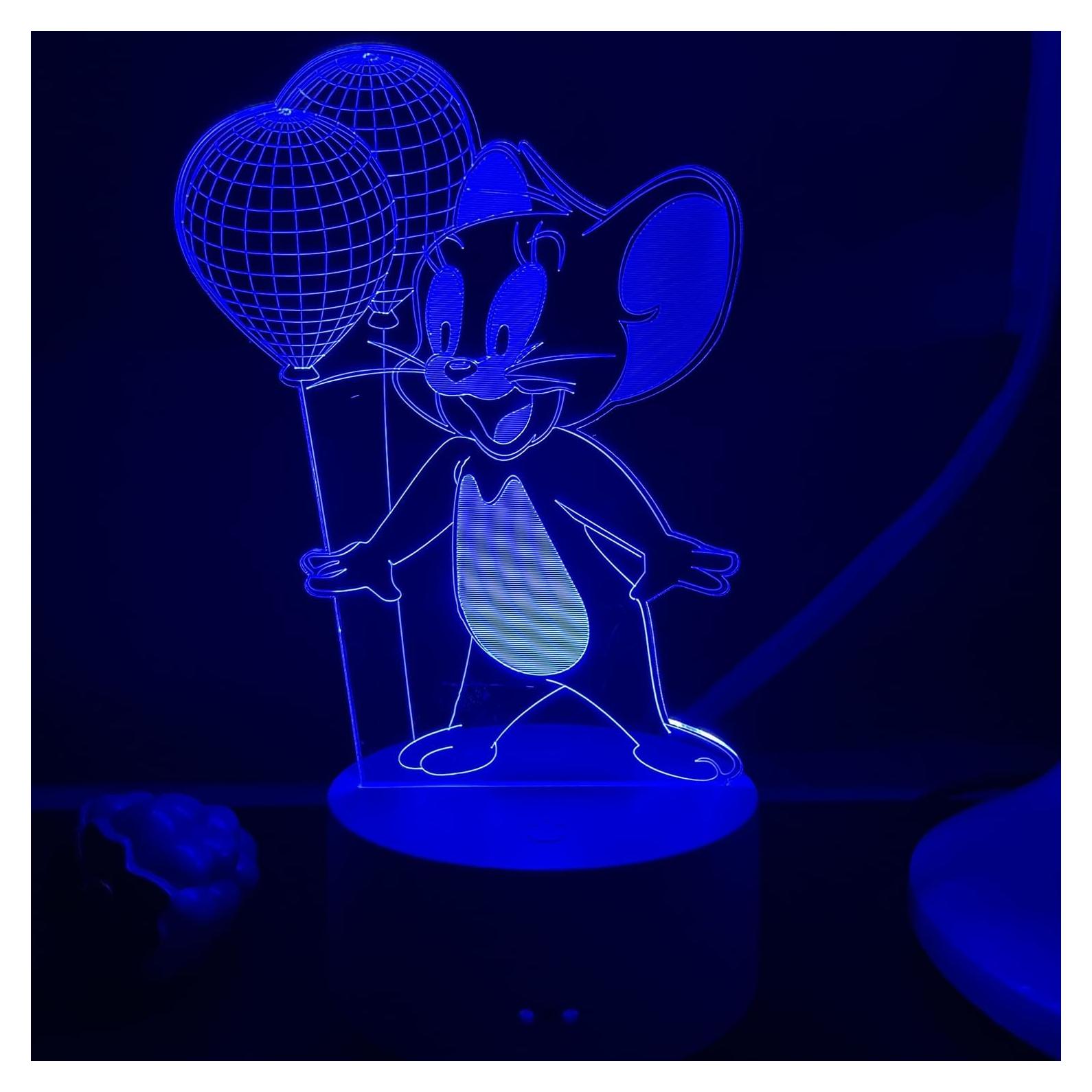 Lámpara 3D de Ratón Jerry CUTIA con Control Remoto 16 Colores