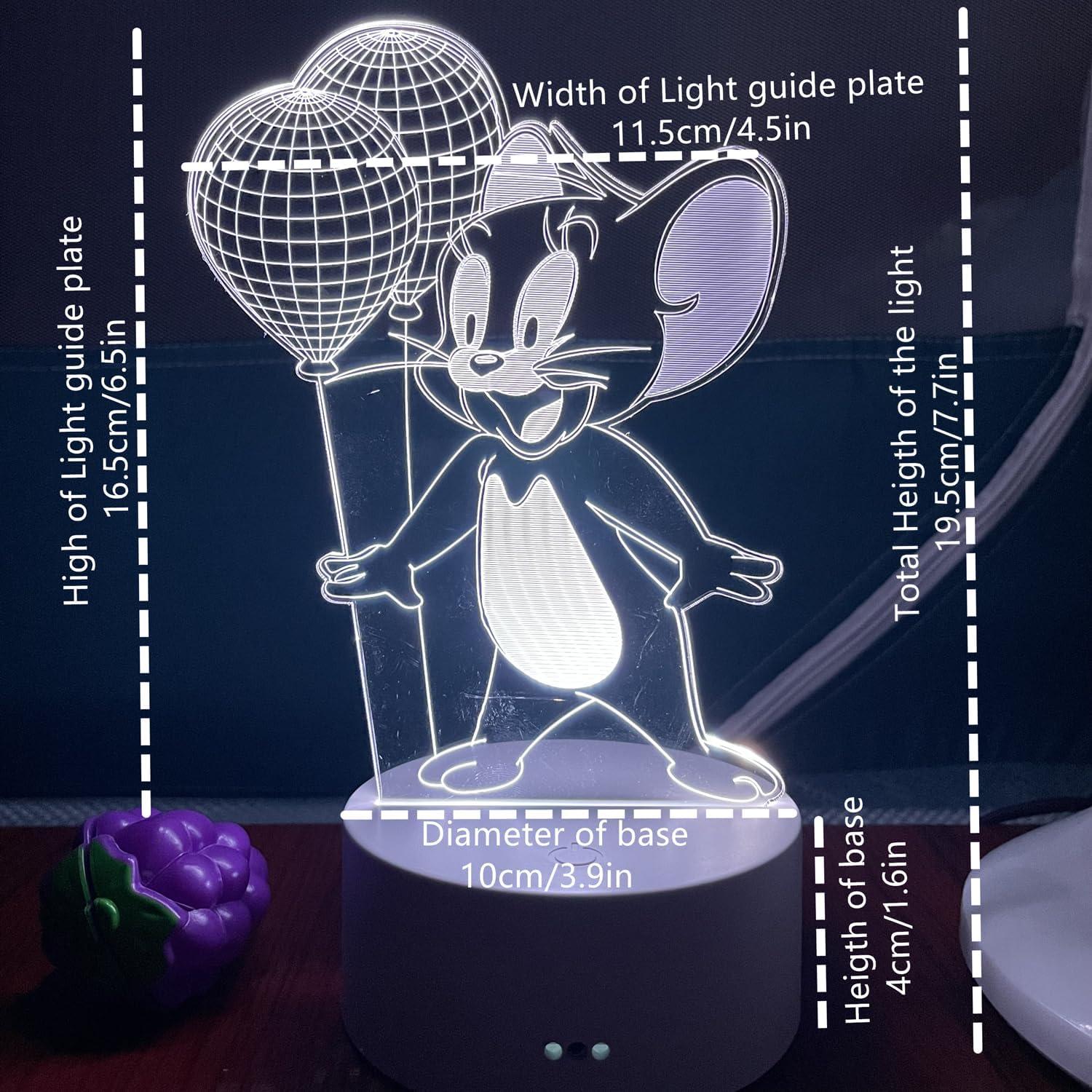 Lámpara 3D de Ratón Jerry CUTIA con Control Remoto 16 Colores