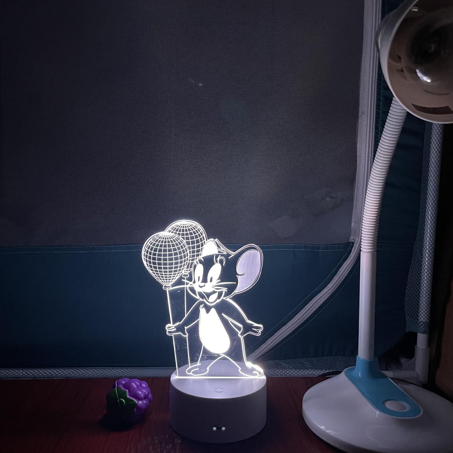 Lámpara 3D de Ratón Jerry CUTIA con Control Remoto 16 Colores