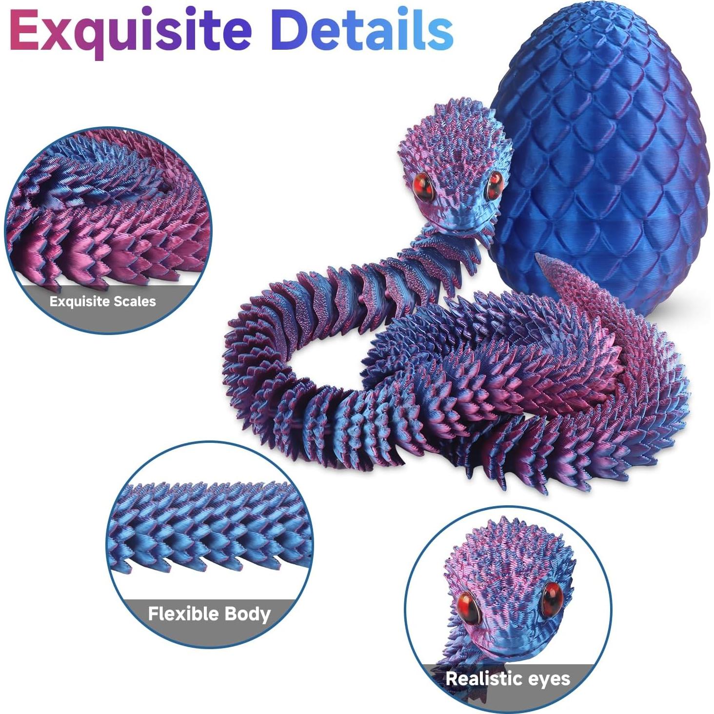 Serpiente Impresa en 3D 60 cm Flexible HayBaroda - Juguete Realista