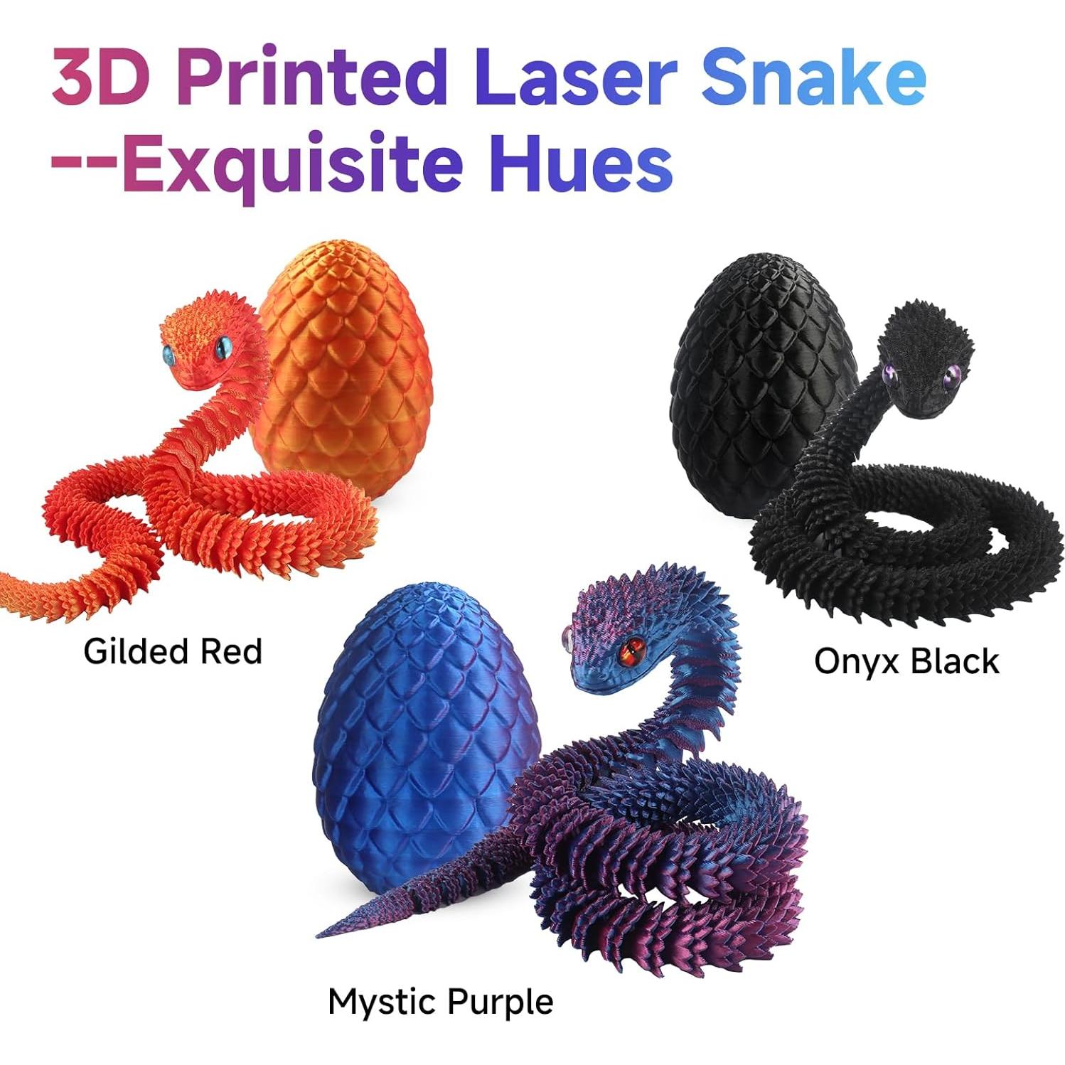 Serpiente Impresa en 3D 60 cm Flexible HayBaroda - Juguete Realista