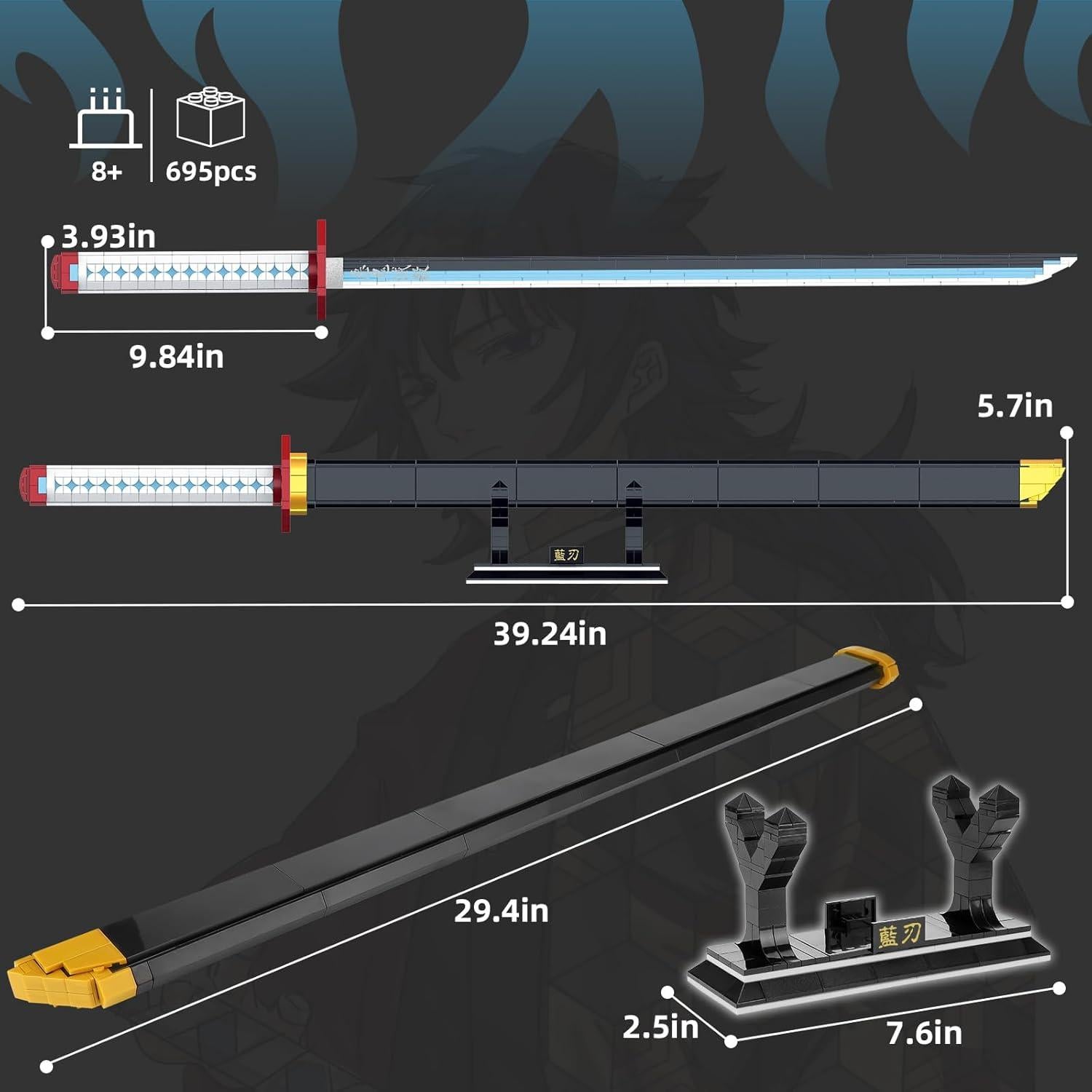 Juego de Construcción Espada Tomioka Giyuu Demon Slayer 710 Piezas