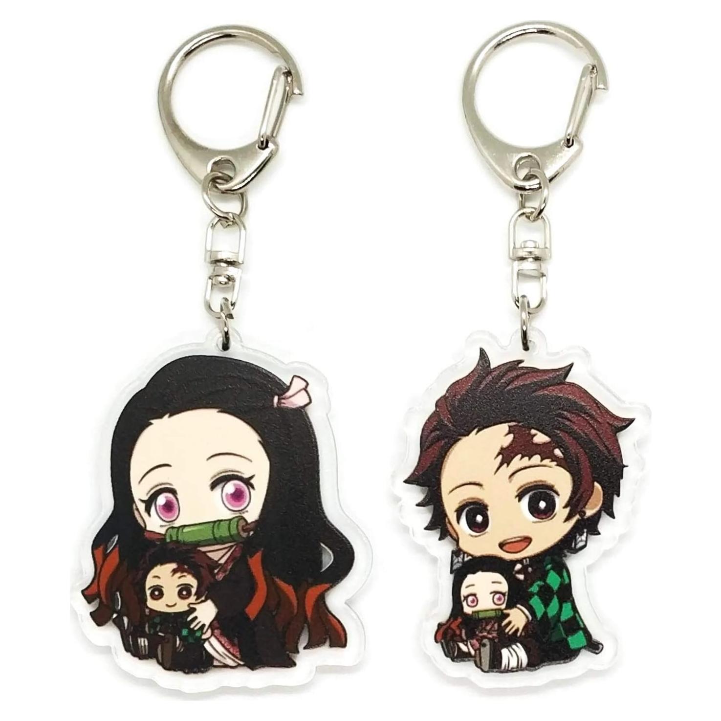 Set de 2 llaveros acrílico Demon Slayer Nezuko y Tanjirou