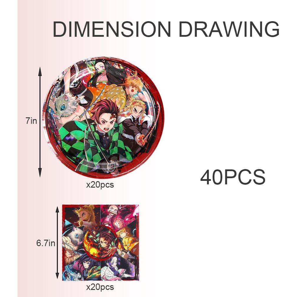 40 Piezas Suministros Fiesta Demonio DoMiDoLa - Platos y Servilletas