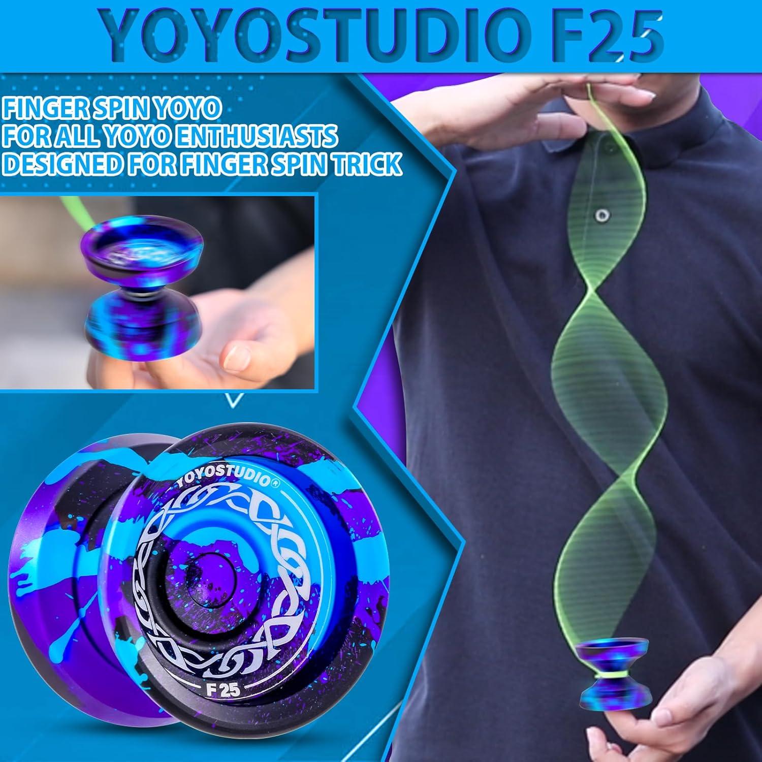Yoyo Profesional YOYOSTUDIO F25 con Kit de Accesorios - Negro Azul Púrpura