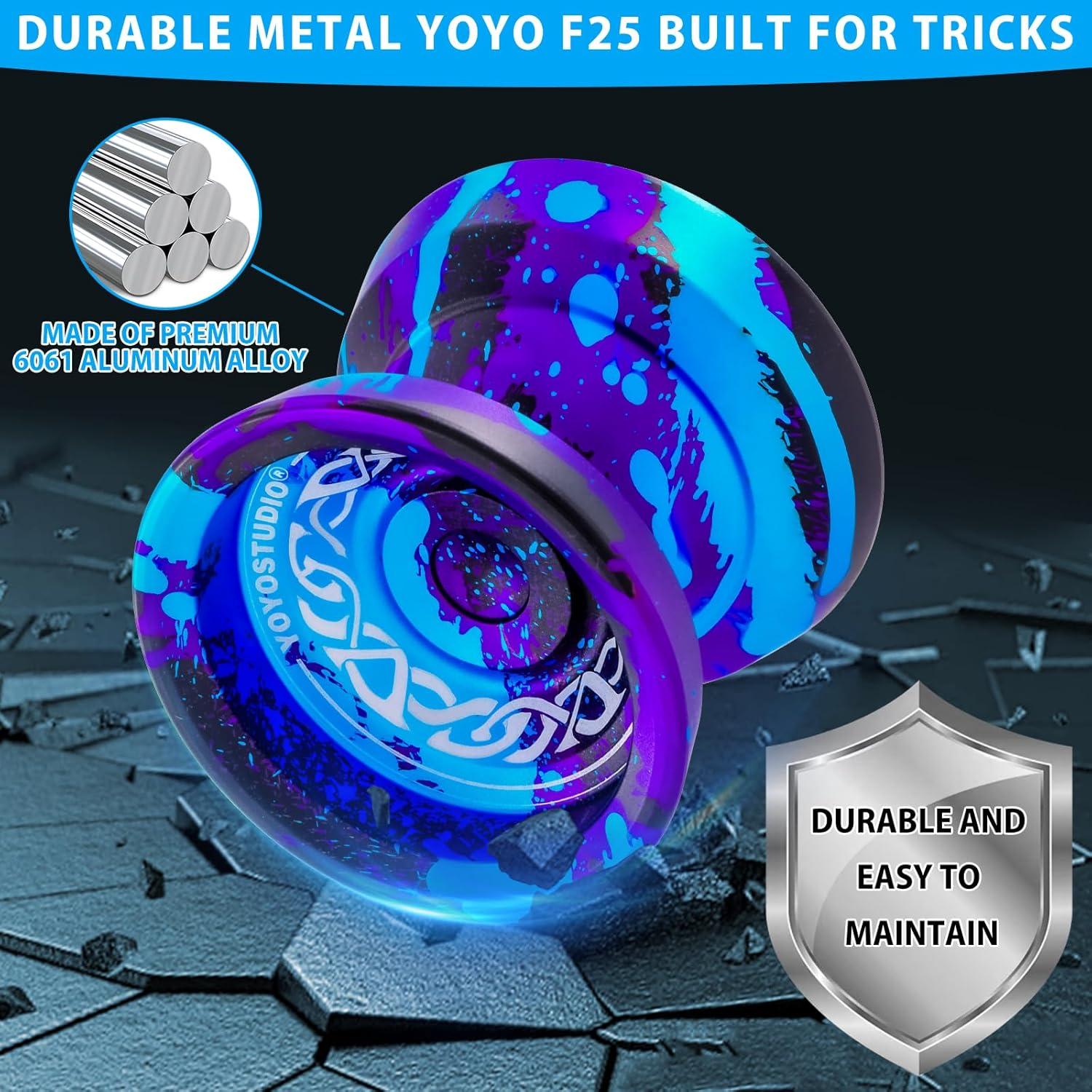 Yoyo Profesional YOYOSTUDIO F25 con Kit de Accesorios - Negro Azul Púrpura