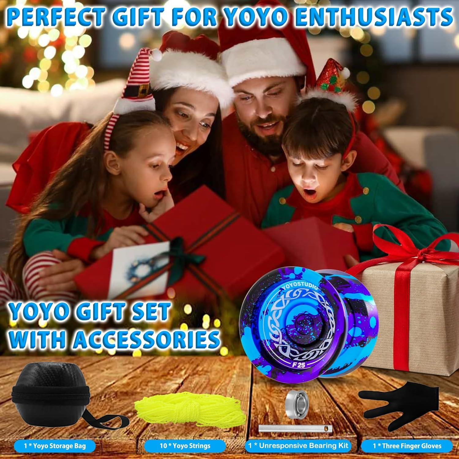 Yoyo Profesional YOYOSTUDIO F25 con Kit de Accesorios - Negro Azul Púrpura