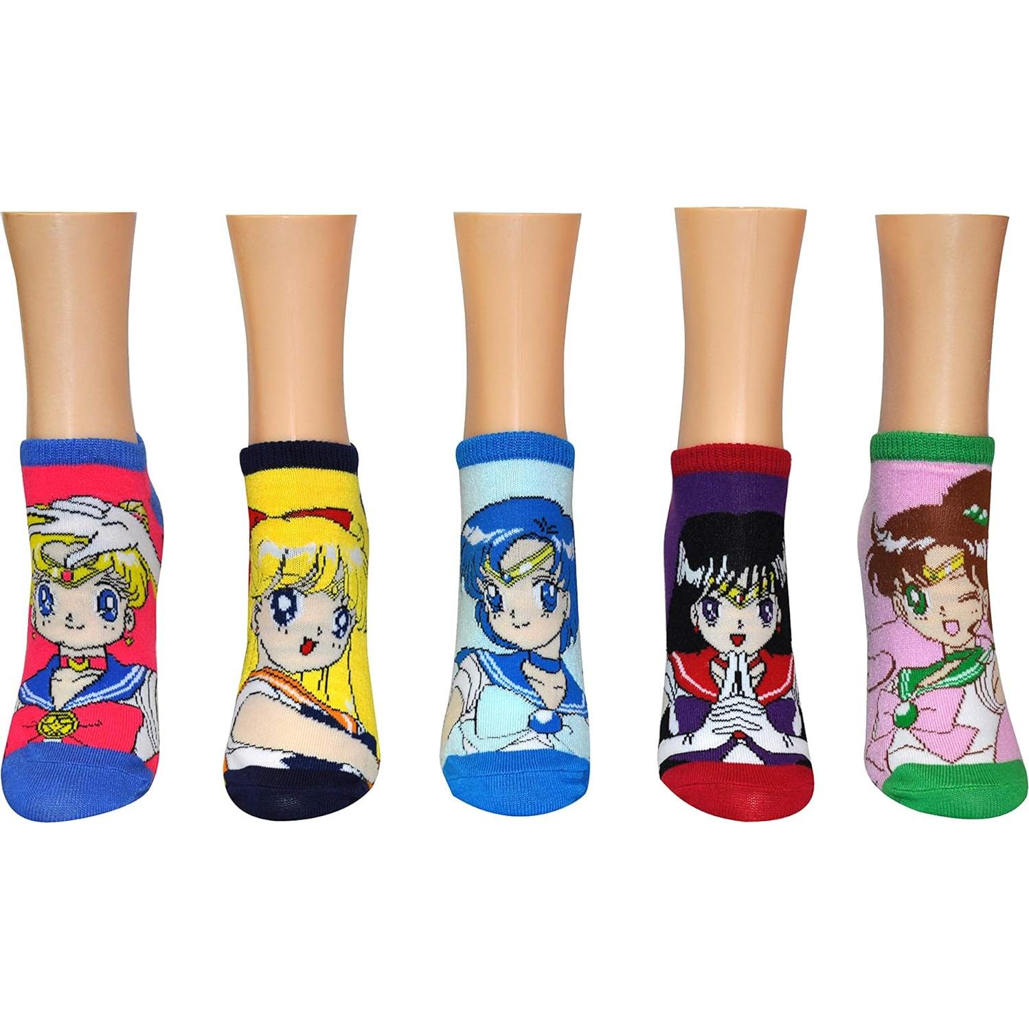 Calcetines Cortos Sailor Moon para Mujeres - 5 Pares Talla 4-10