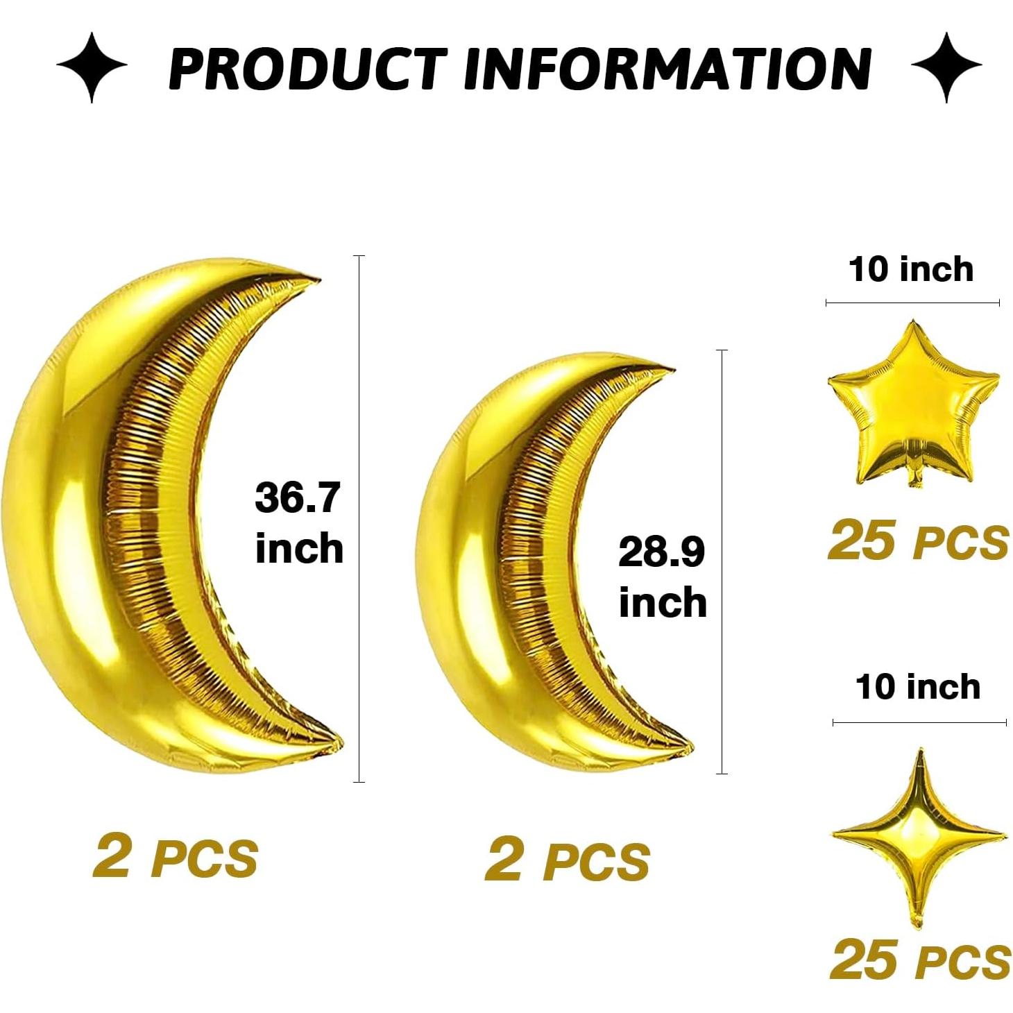 Kit de Globos de Aluminio Dorados - 54 Piezas - Mylar