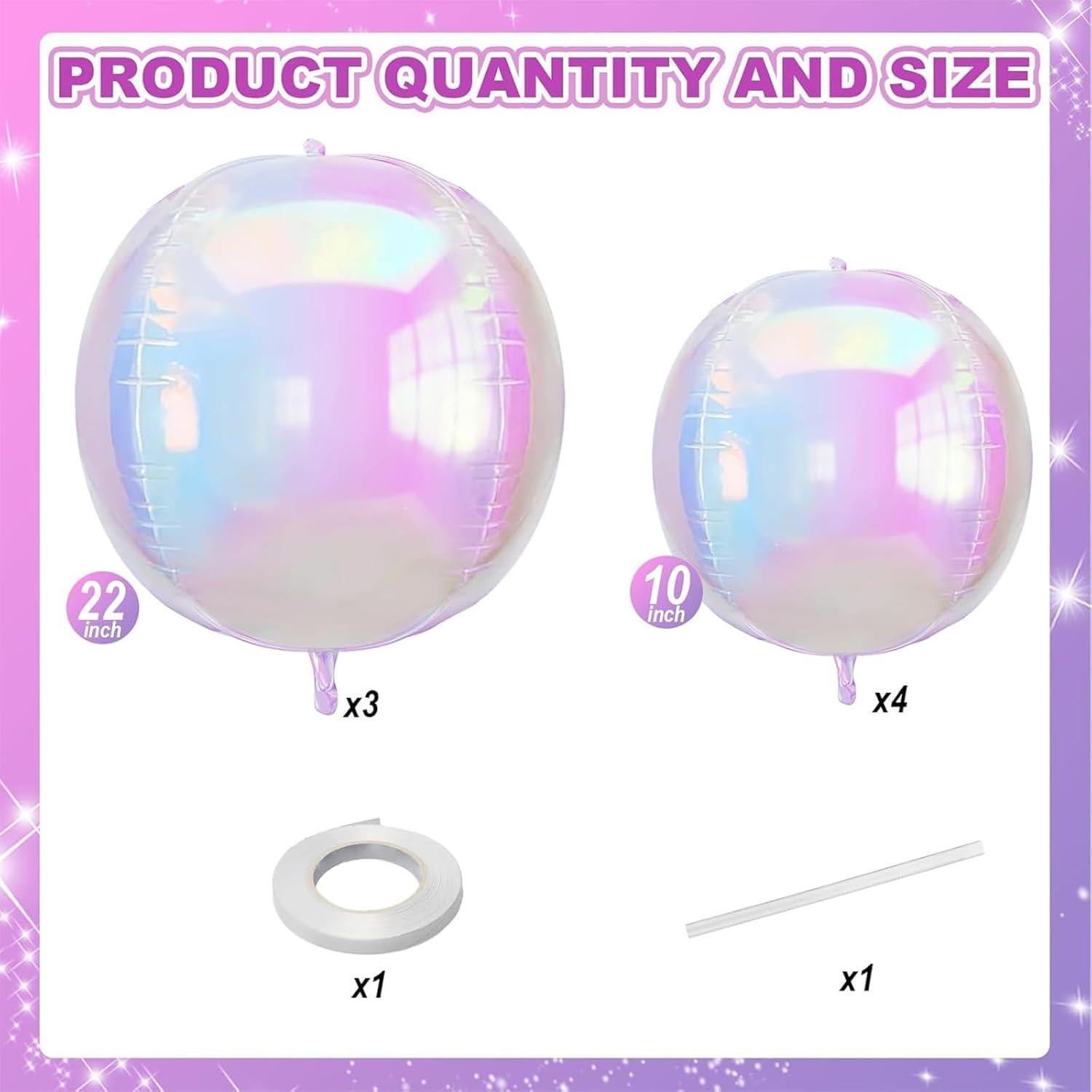 Globos 4D Iridiscentes Froova 56 cm y 25 cm Holográficos