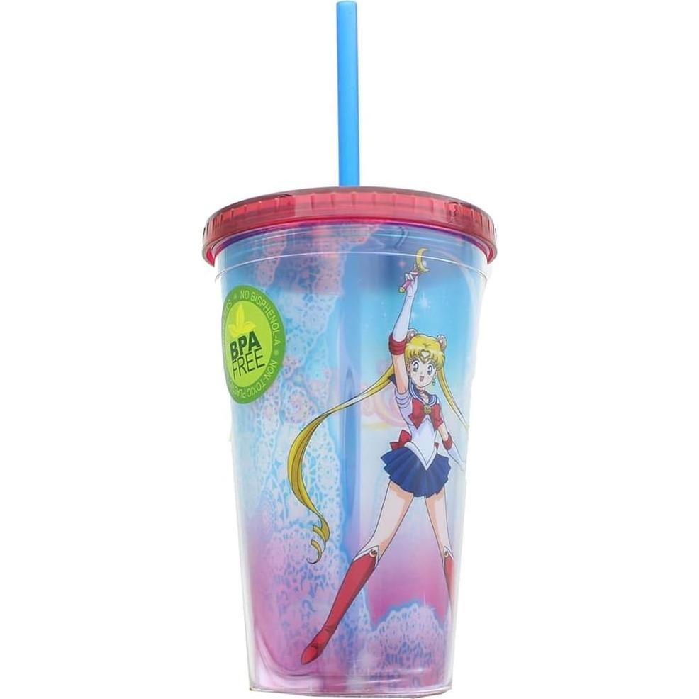 Vaso Sailor Moon Just Funky 473ml con Tapa y Popote