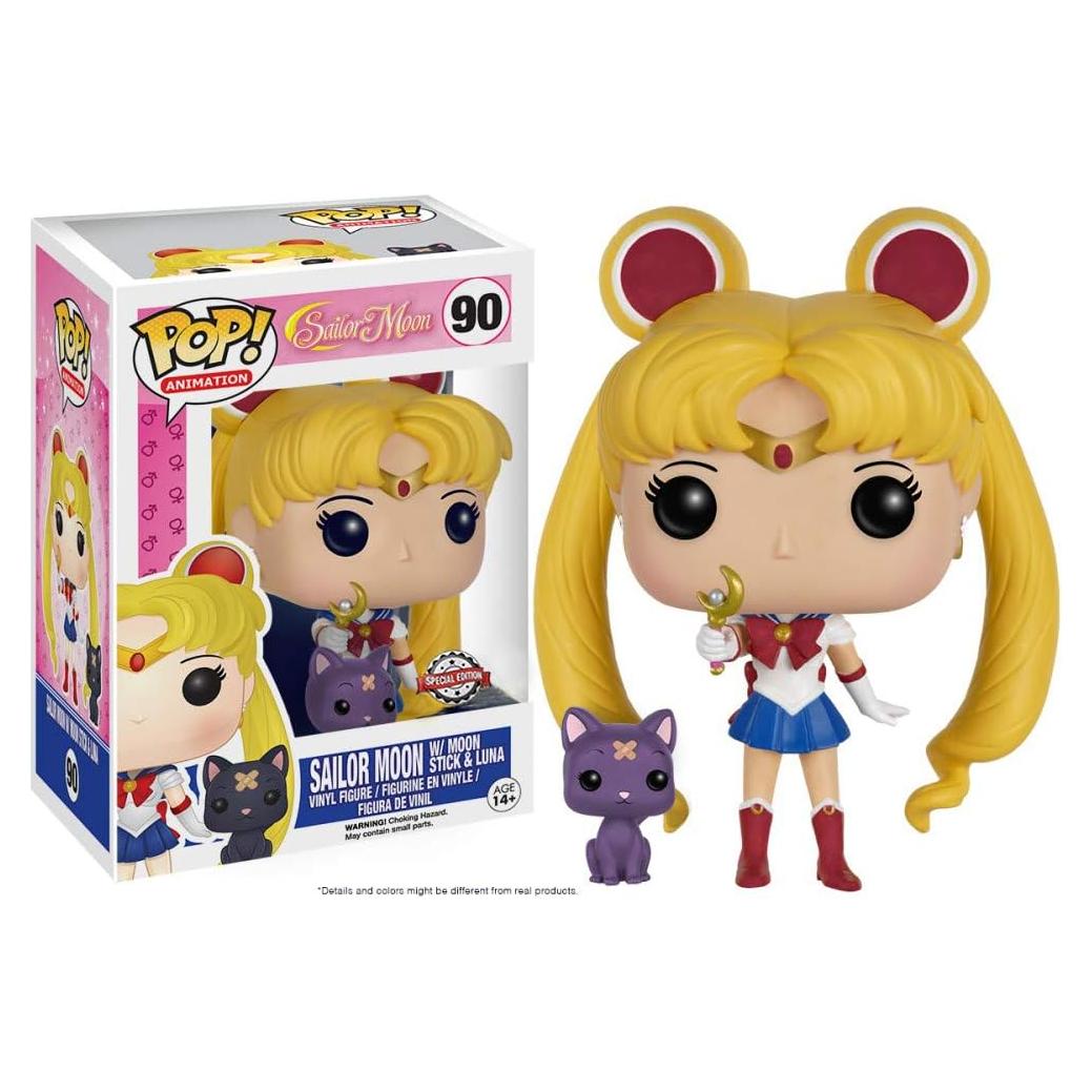 Funko Pop! Sailor Moon #90 con Bastón Lunar y Luna