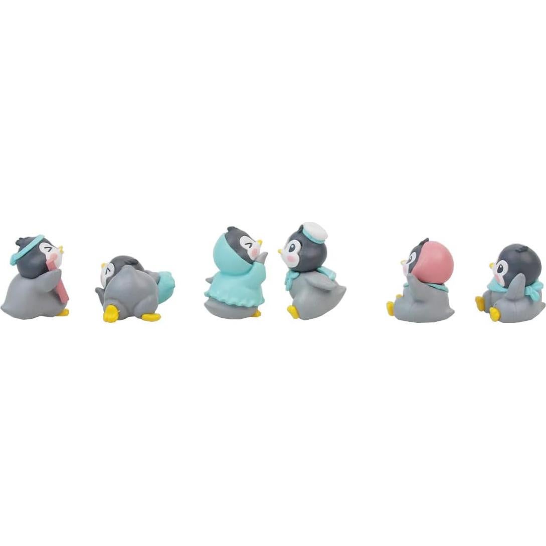 Set de 6 Figuras de Pingüino PVC para Decoración de Pasteles