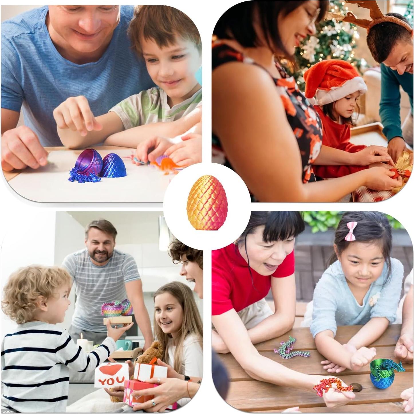 4 Huevos de Dragón Impresos en 3D AUMEILLER - Juguetes Antiestrés