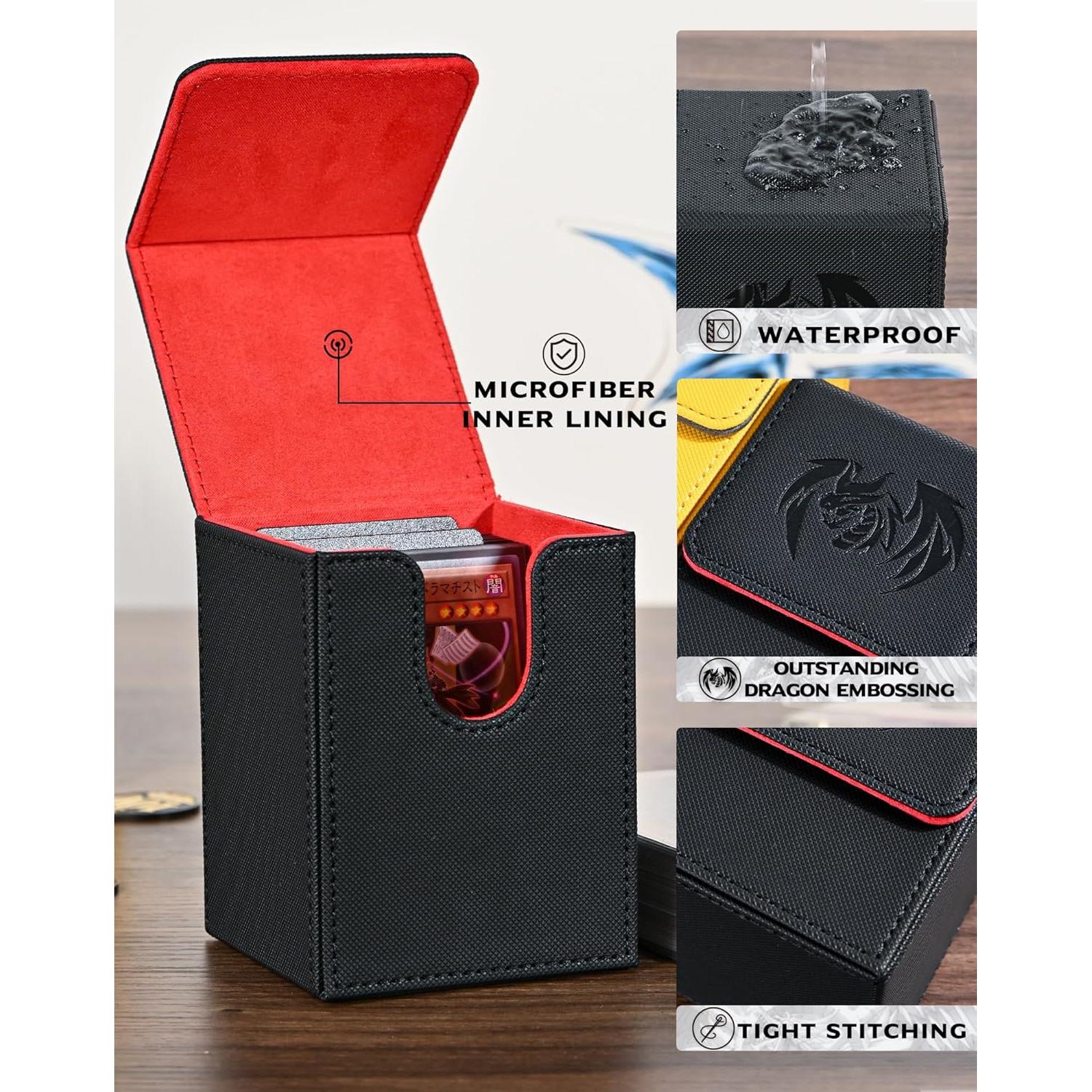 Caja de Barajas Coleccionables UAONO - Cuero PU Negro y Rojo