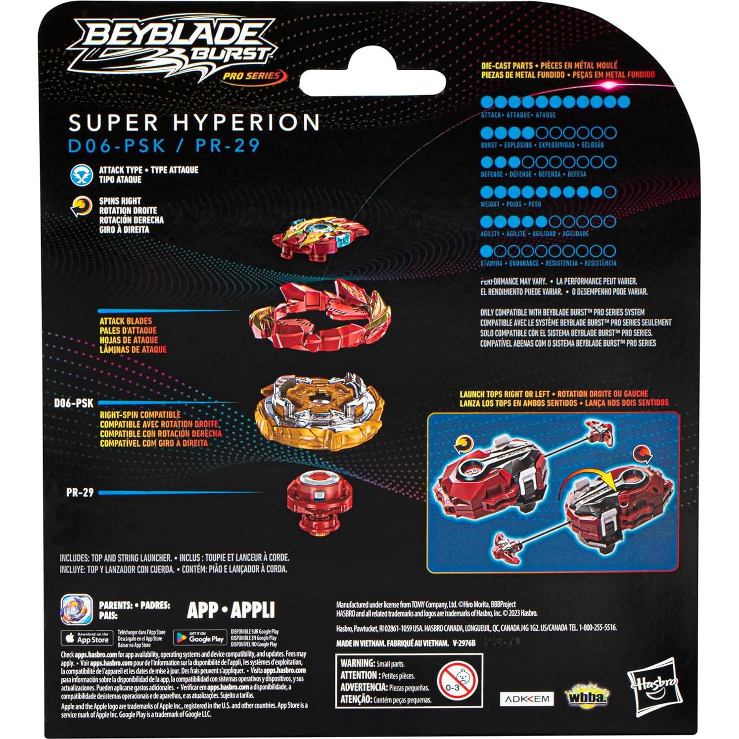 Lanzador de Cuerda Beyblade Burst Pro Super Hyperion - Juguete 8+