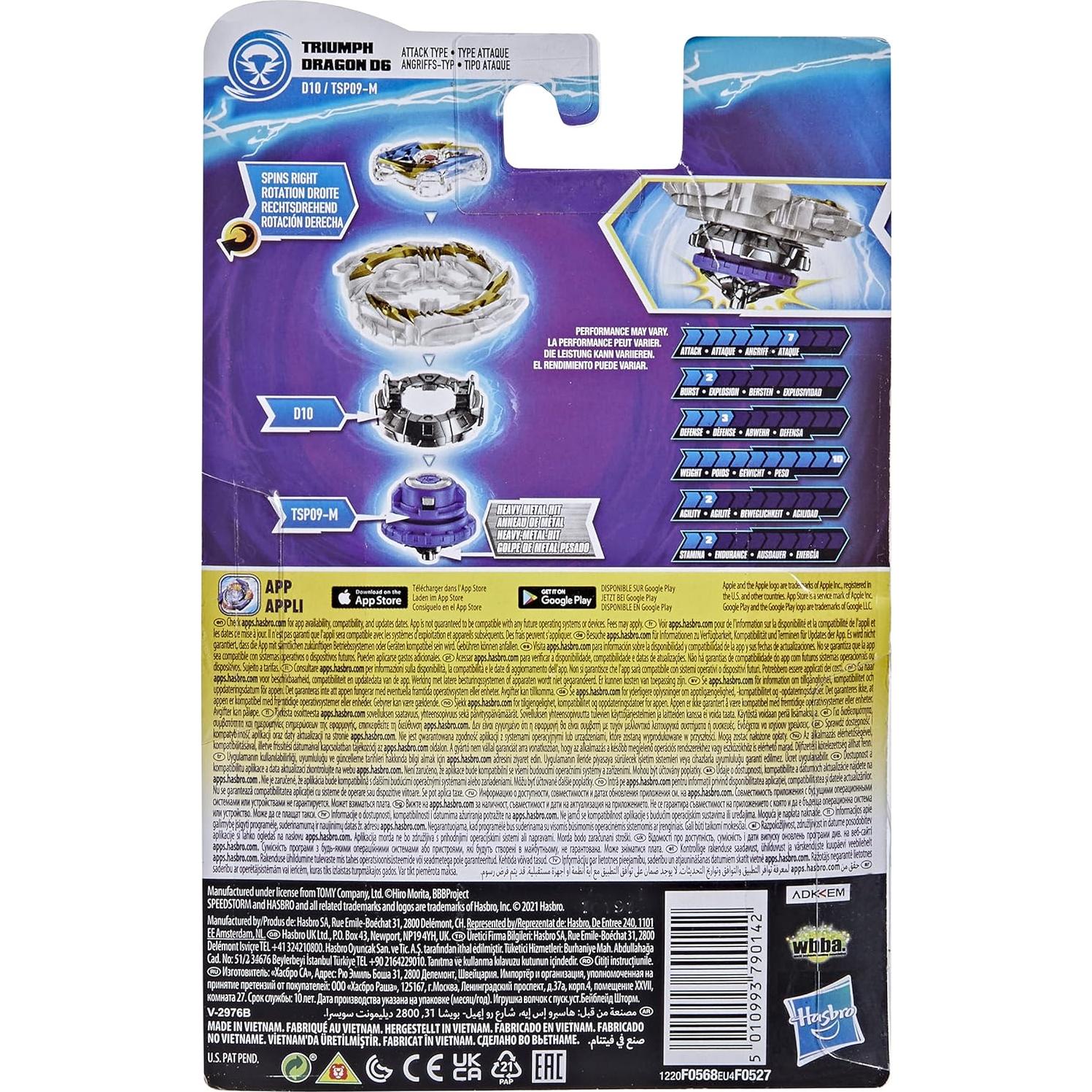 Peonza Beyblade Burst Speedstorm Triumph Dragon D6 con Lanzador