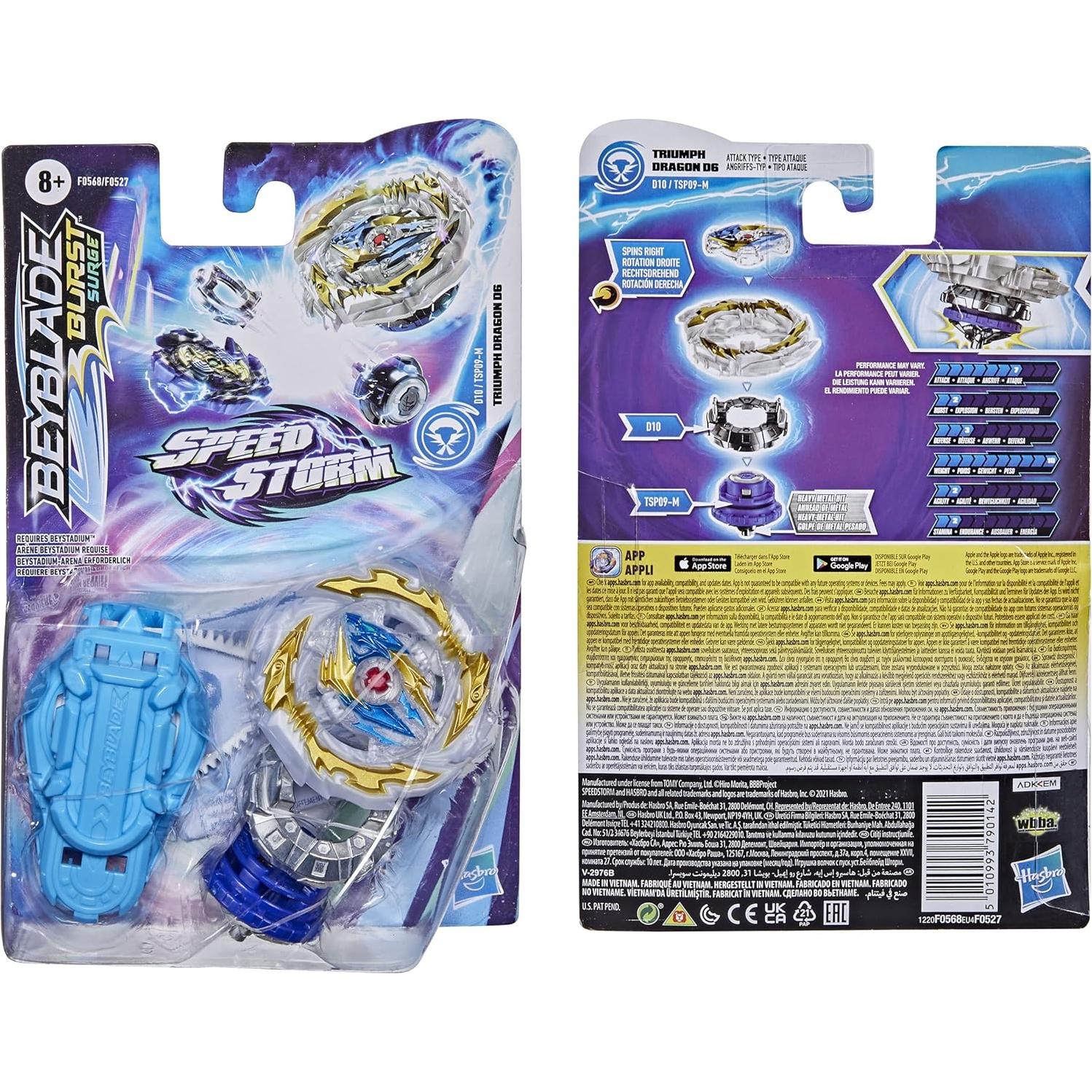 Peonza Beyblade Burst Speedstorm Triumph Dragon D6 con Lanzador