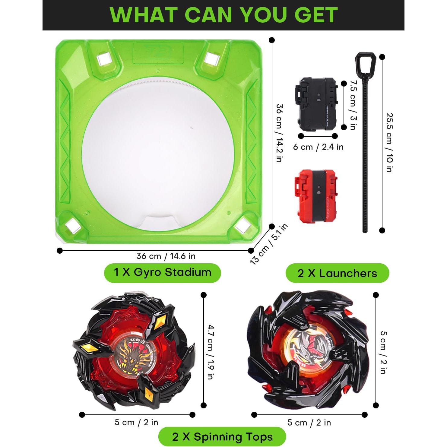 Conjunto de Batalla DEZAWRTY con 2 Trompos y Arena Xtreme