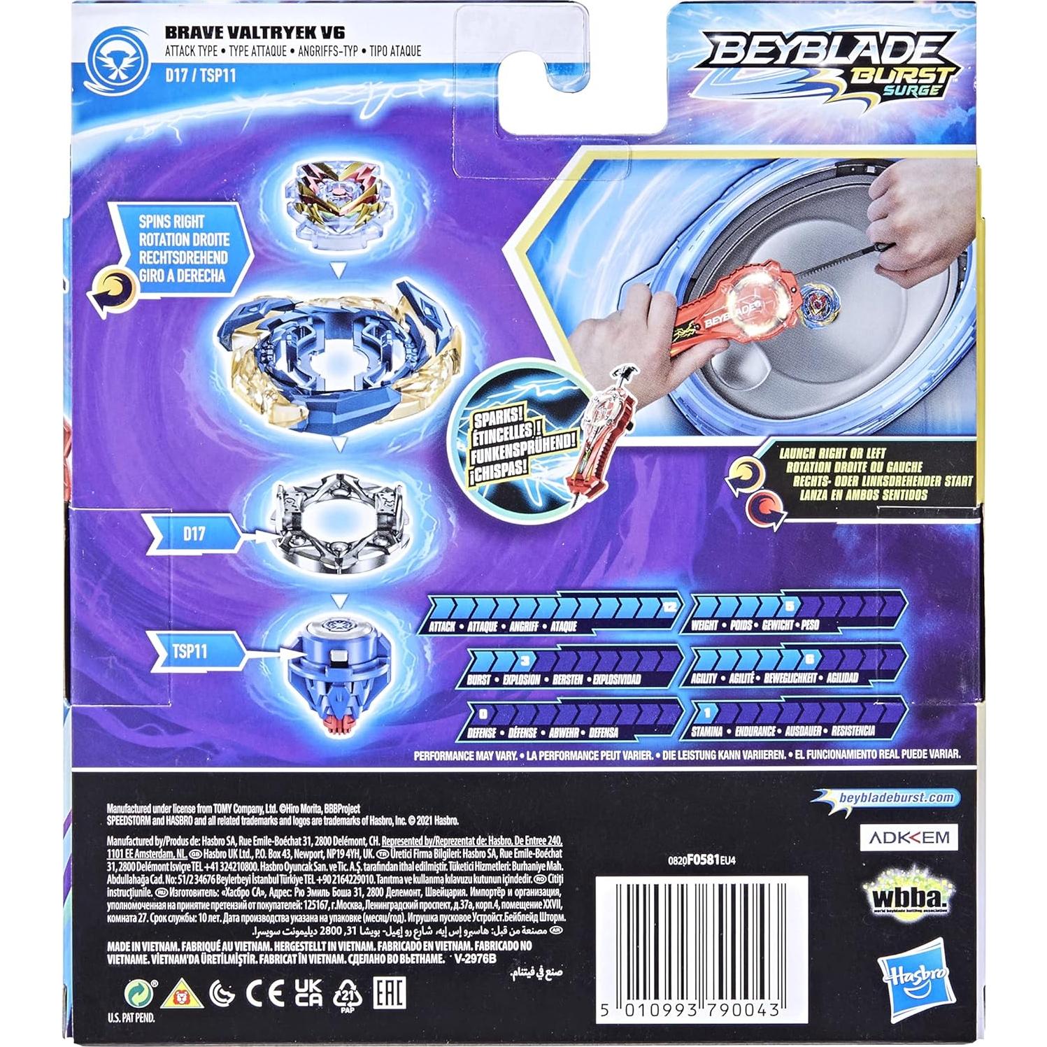 Conjunto Beyblade Burst Speedstorm Brave Valtryek V6 con Lanzador