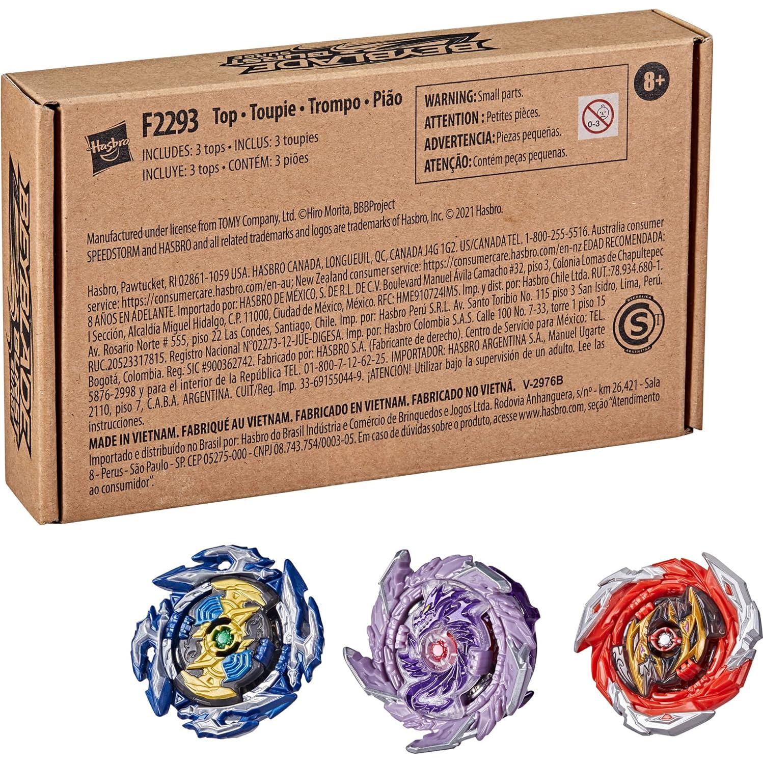 Beyblade Burst Surge Speedstorm 3-Pack - Kolossal Fafnir F6, Spear Dullahan D6, Brave Roktavor R6