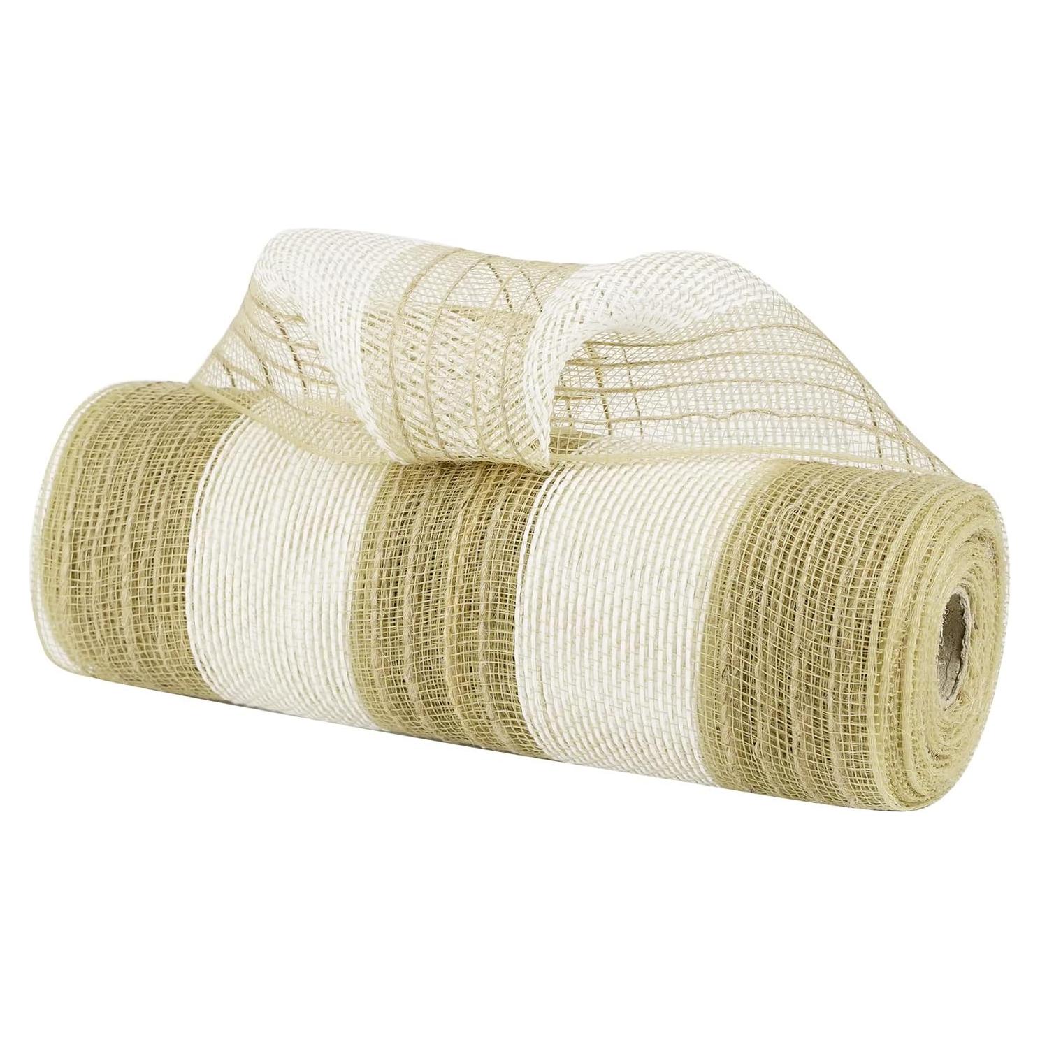 Cinta de Malla MEEDEE 25,4 cm Yute y Blanco para Decoración