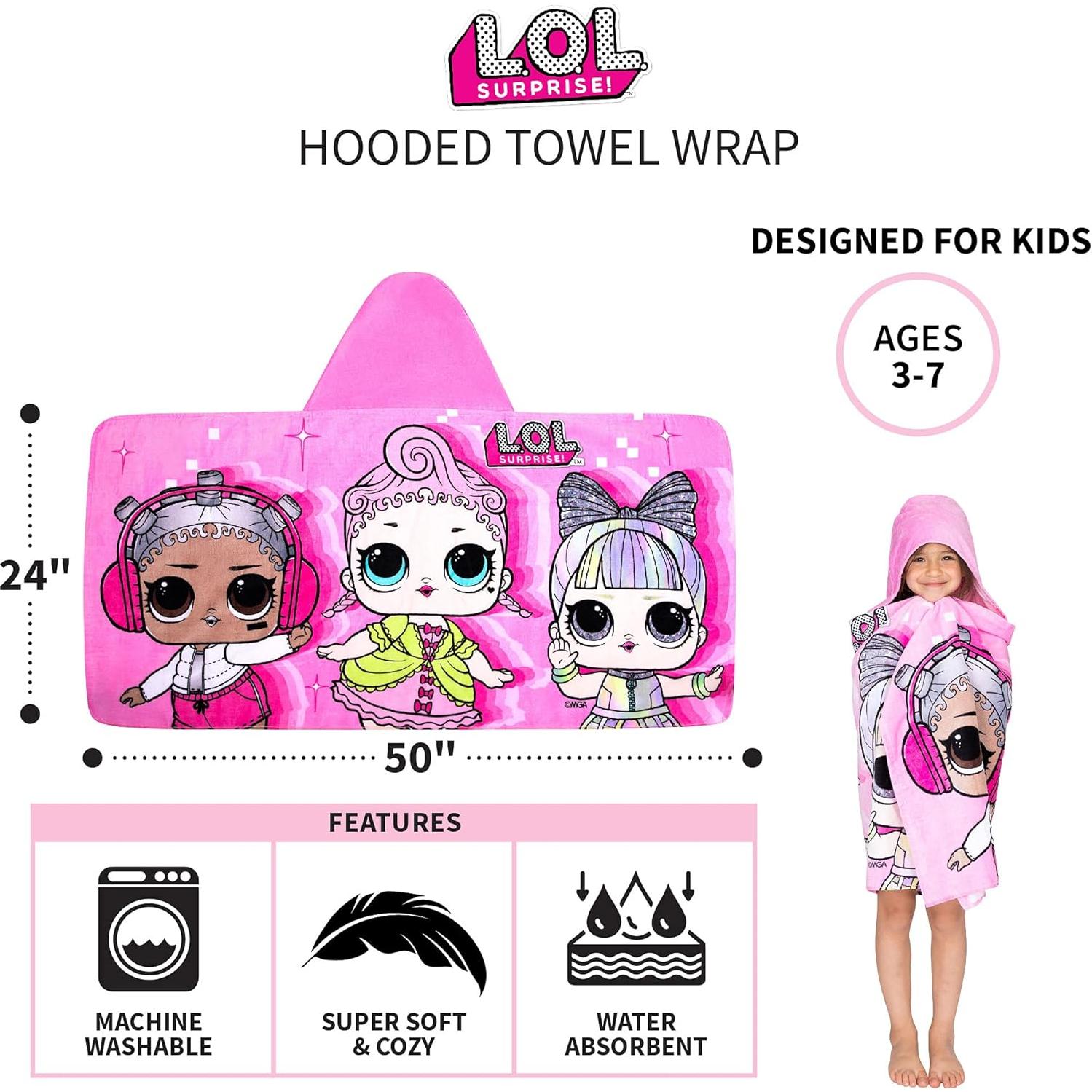 Toalla con Capucha Franco Kids LOL Surprise 61x127 cm