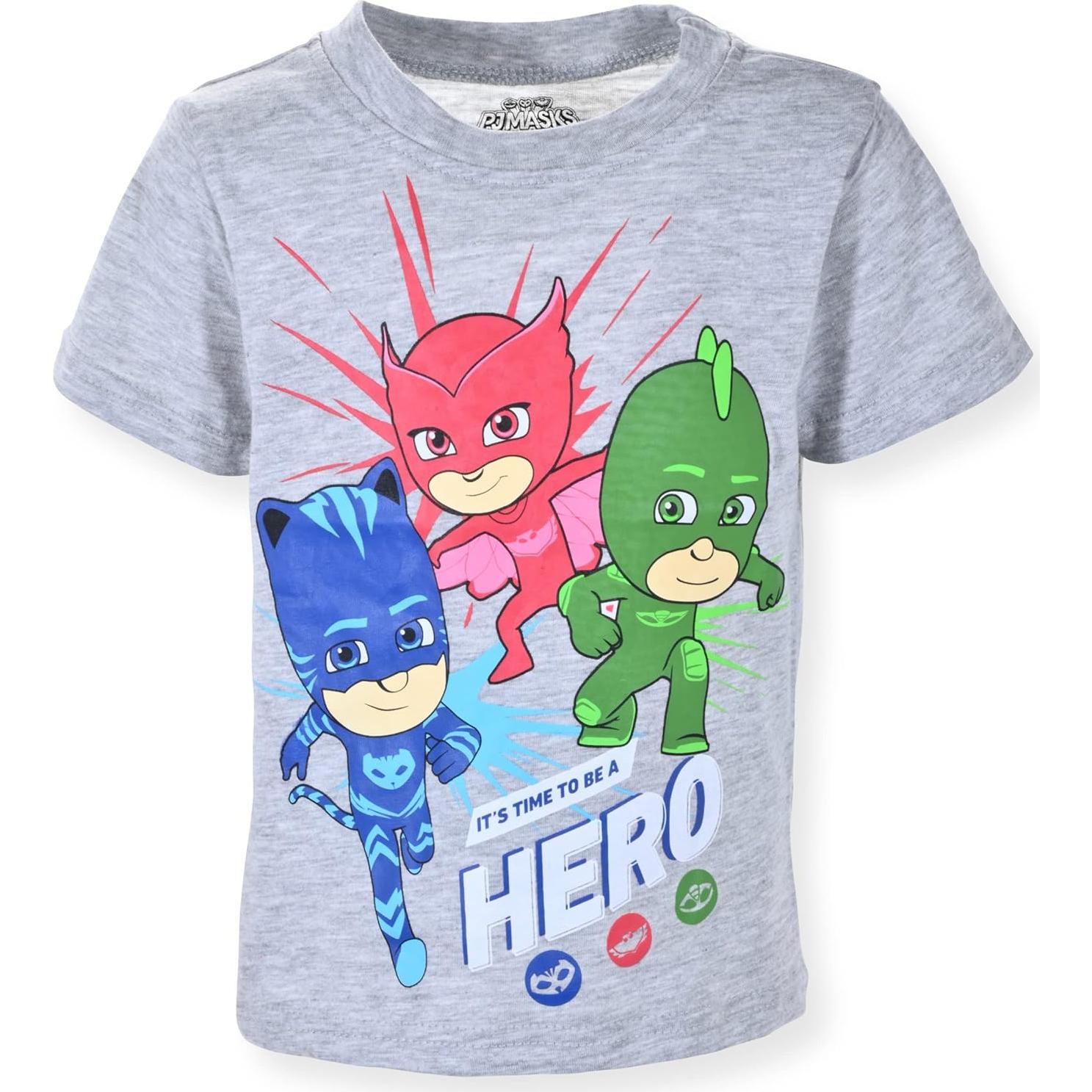 Paquete de 4 Camisetas PJ Masks Disney para Niños 3T - Azul/Rojo/Verde/Gris