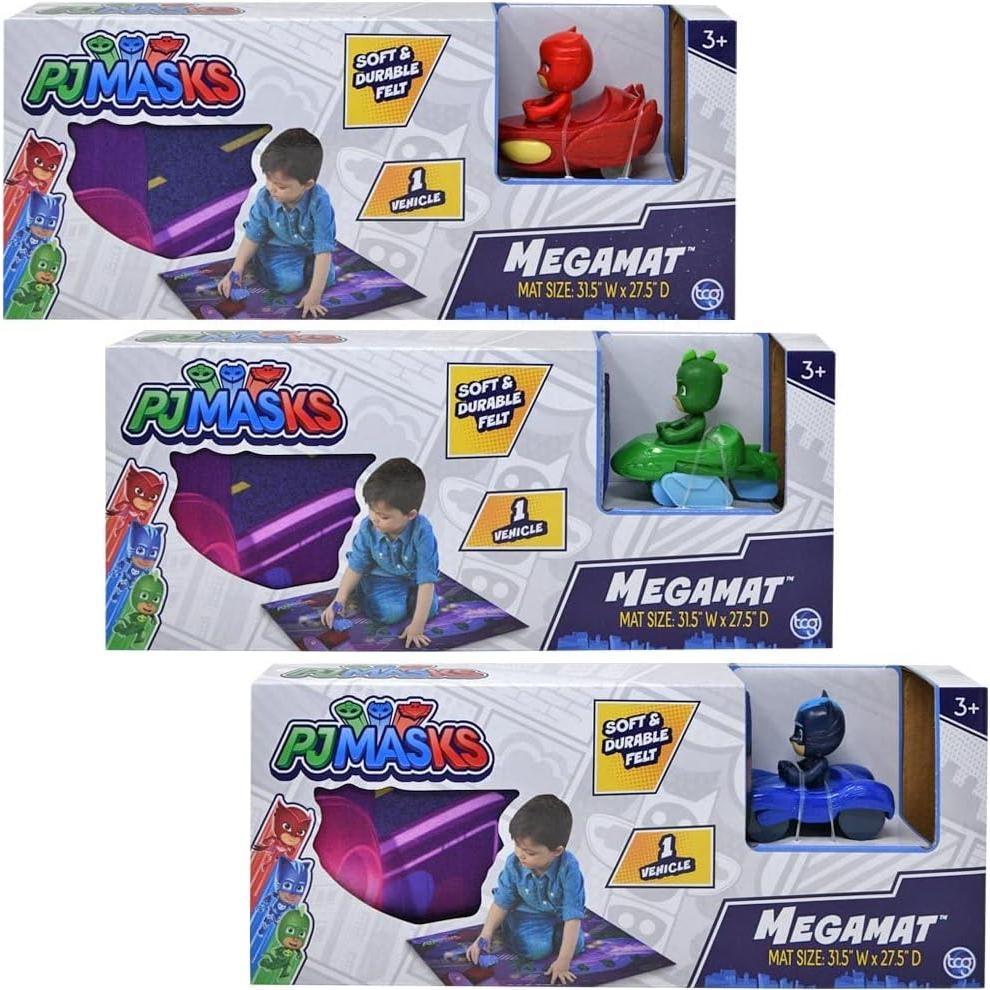 Alfombra de Juego PJ Masks con Vehículo y Stickers 80x70cm