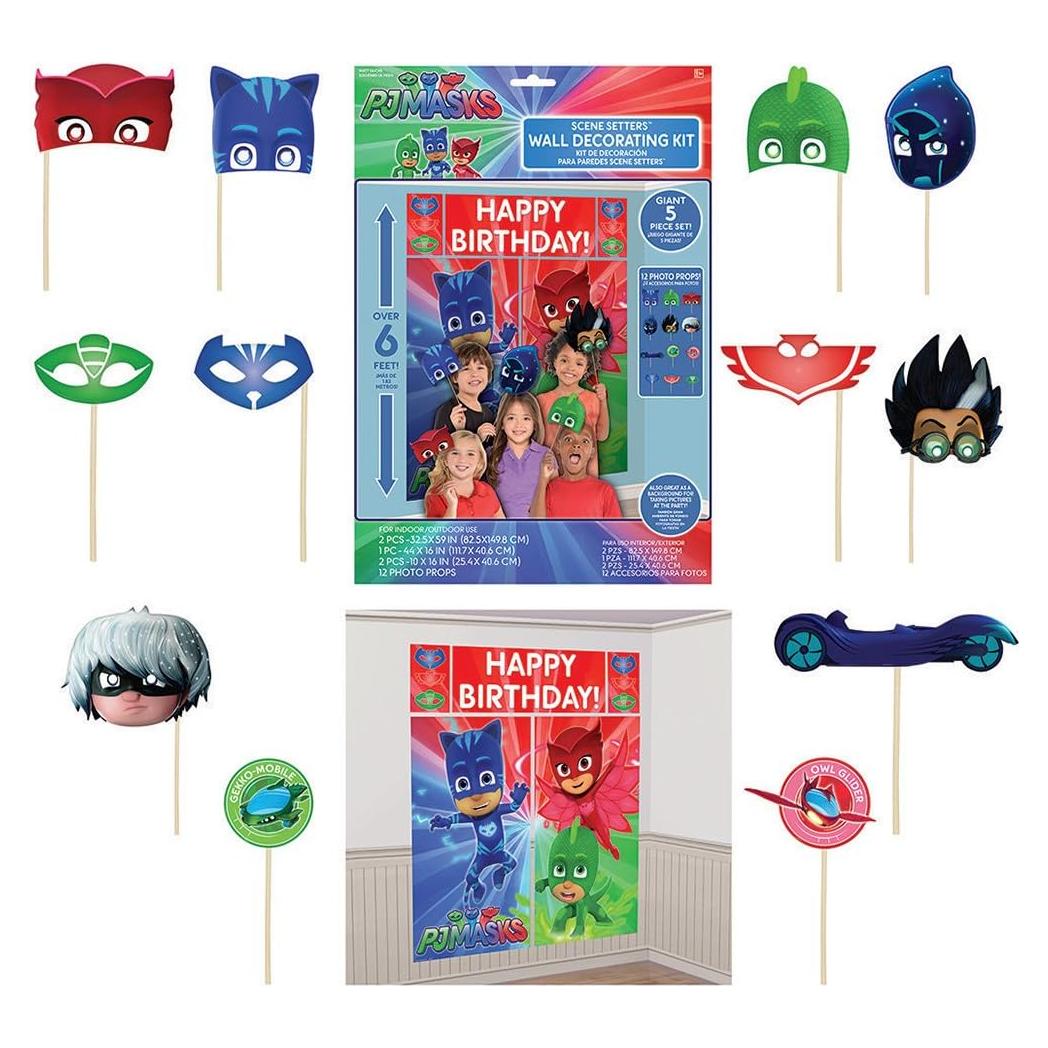 Kit de Decoración de Póster PJ Masks con Accesorios 17 Pzas