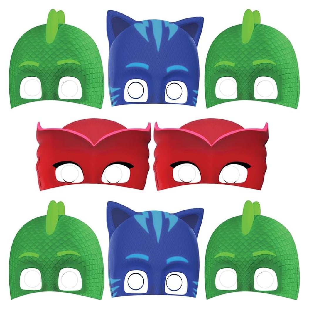 Máscaras de Fiesta PJ Masks Amscan - 8 Piezas 18.5x24.9 cm