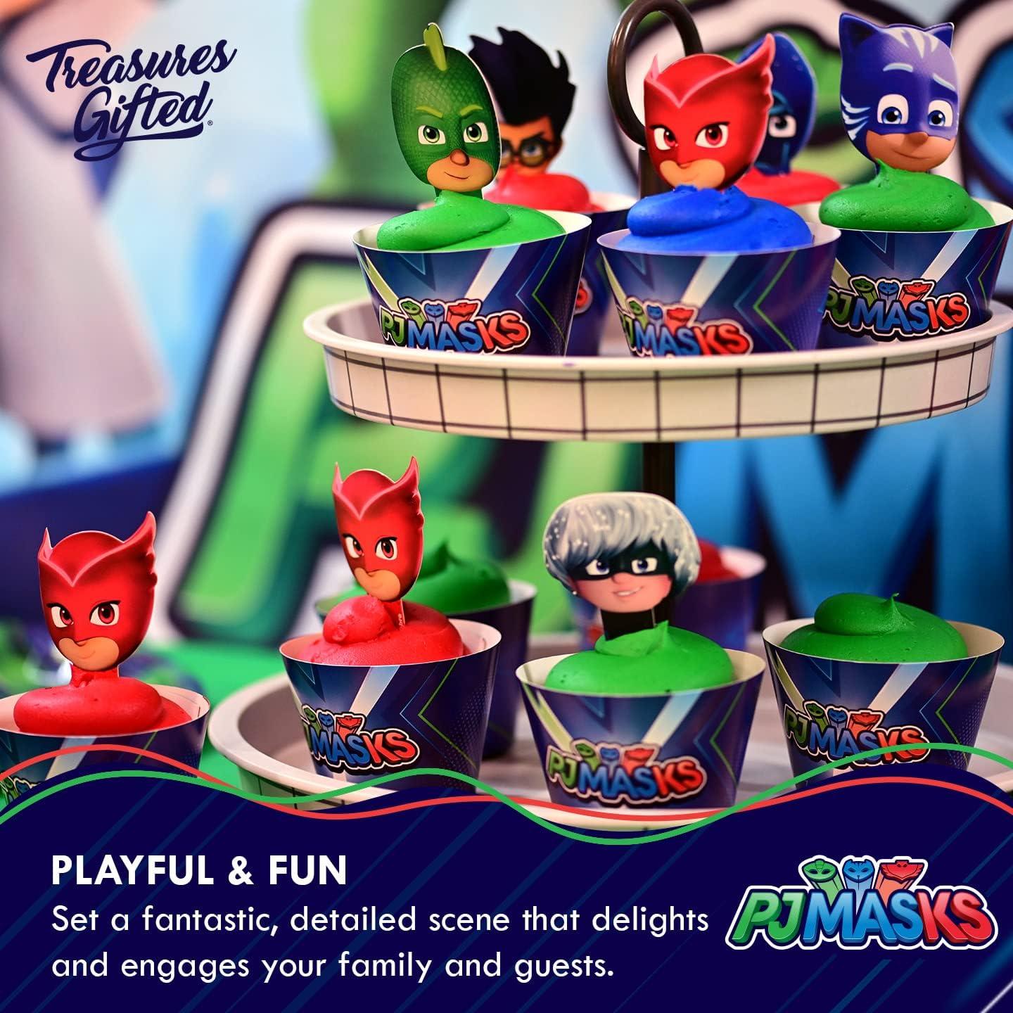 Decoraciones de Fiesta PJ Masks - Adorno Pastel y Cupcakes