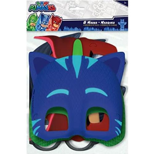 Paquete de Fiesta PJ Masks - 16 Máscaras de Papel y Stickers