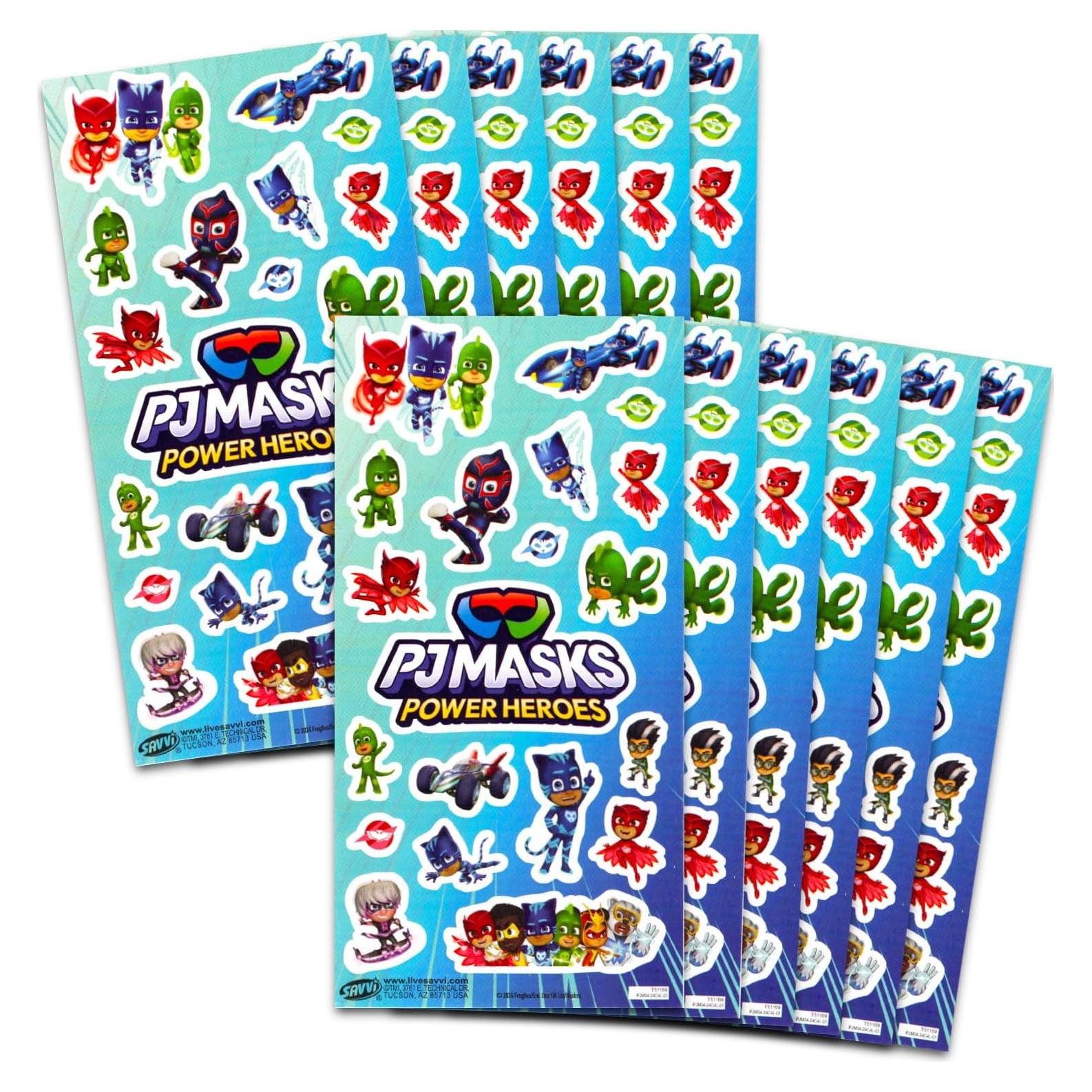 Stickers PJ Masks Paquete 12 Hojas 300 Stickers Niños