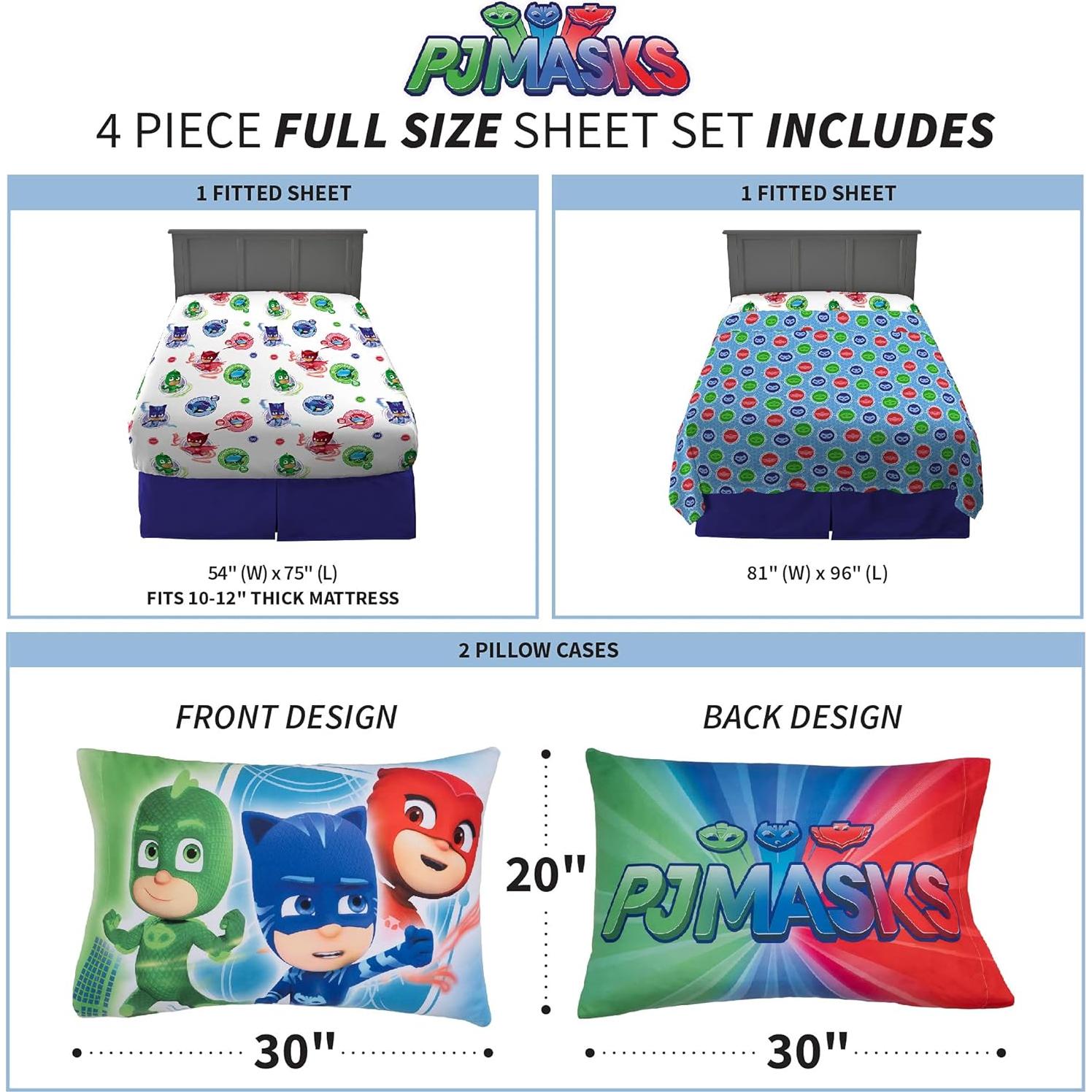 Juego de Sábanas Completo Franco PJ Masks 4 Piezas Microfibra
