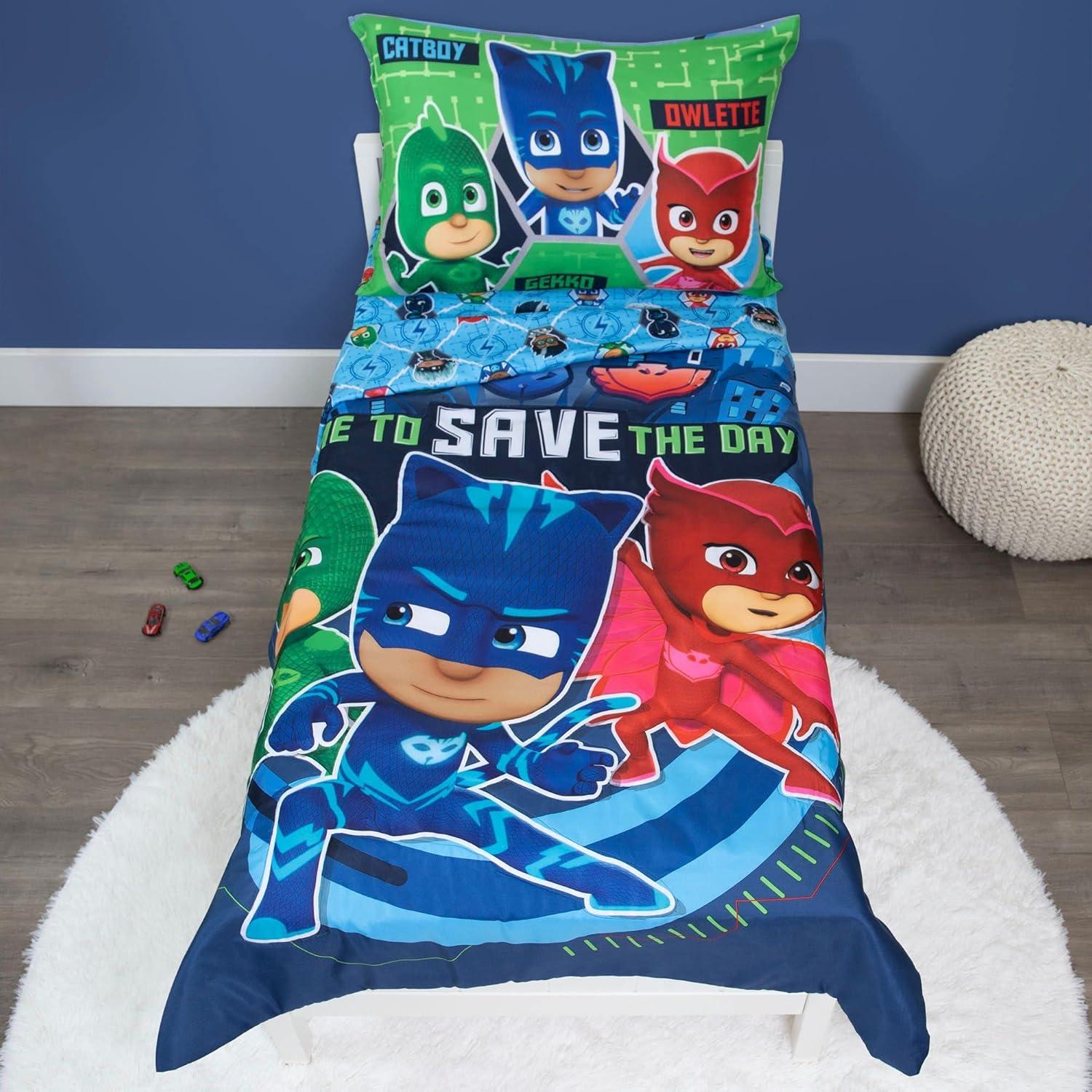 Juego de Ropa de Cama PJ Masks 4 Piezas Azul - Edredón y Sábanas