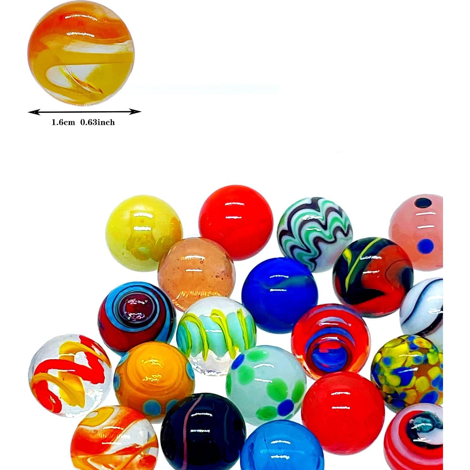 20 Canicas de Vidrio Coloridas Miutrue 16mm para Niños