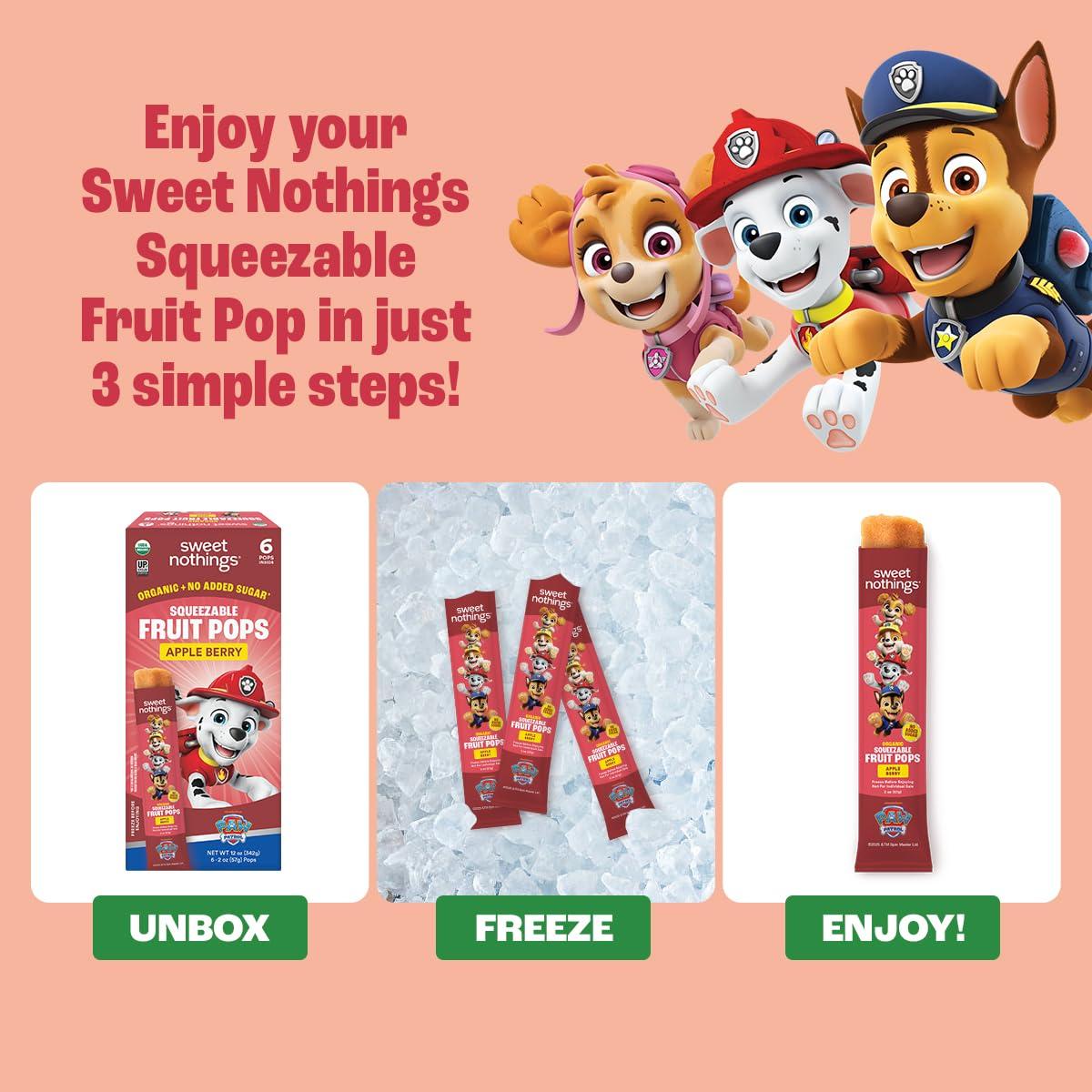 Paletas de Fruta Squeezable Dulces Nadas Manzana Baya 24 Unidades