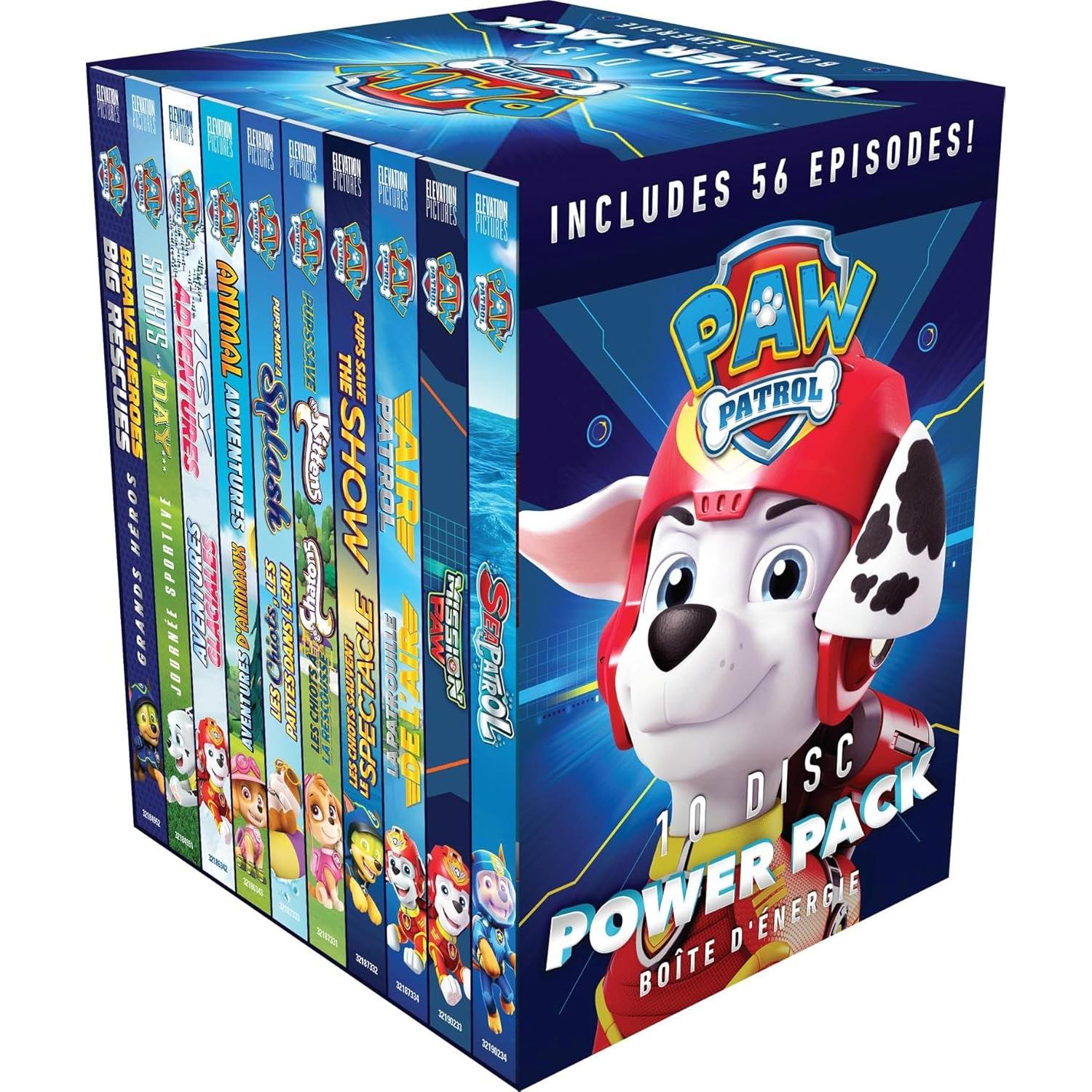 PAW Patrol Power Pack DVD 10 Discos Aventuras Animales